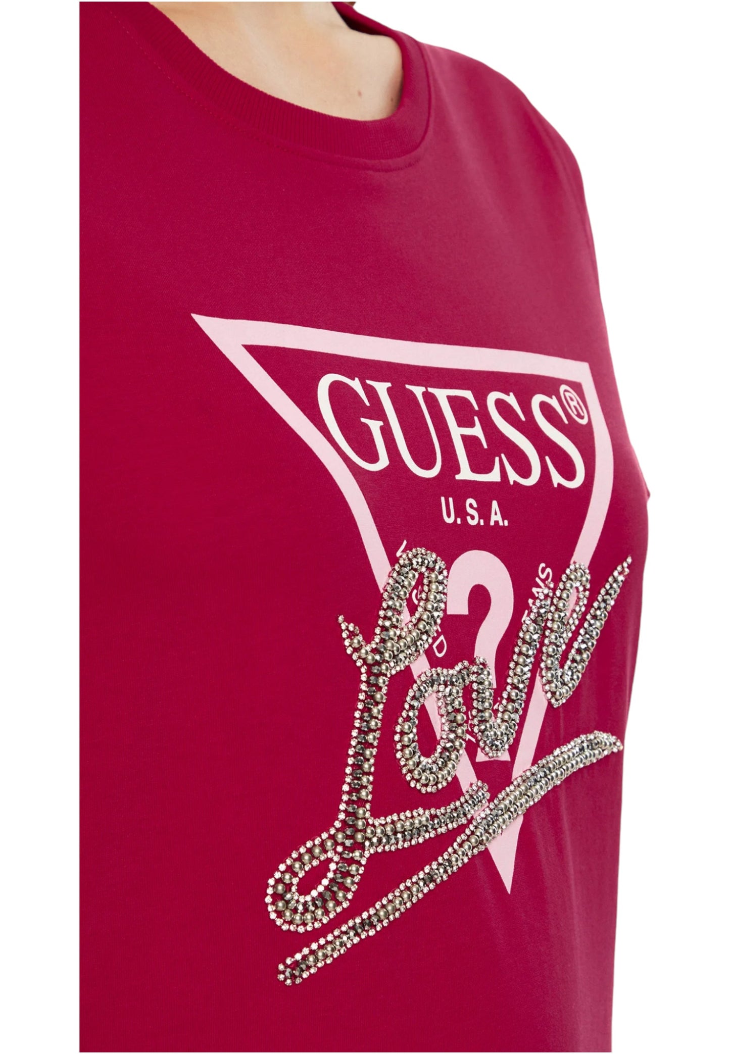 T-Shirt Manica Corta Donna Guess  Triangle Love