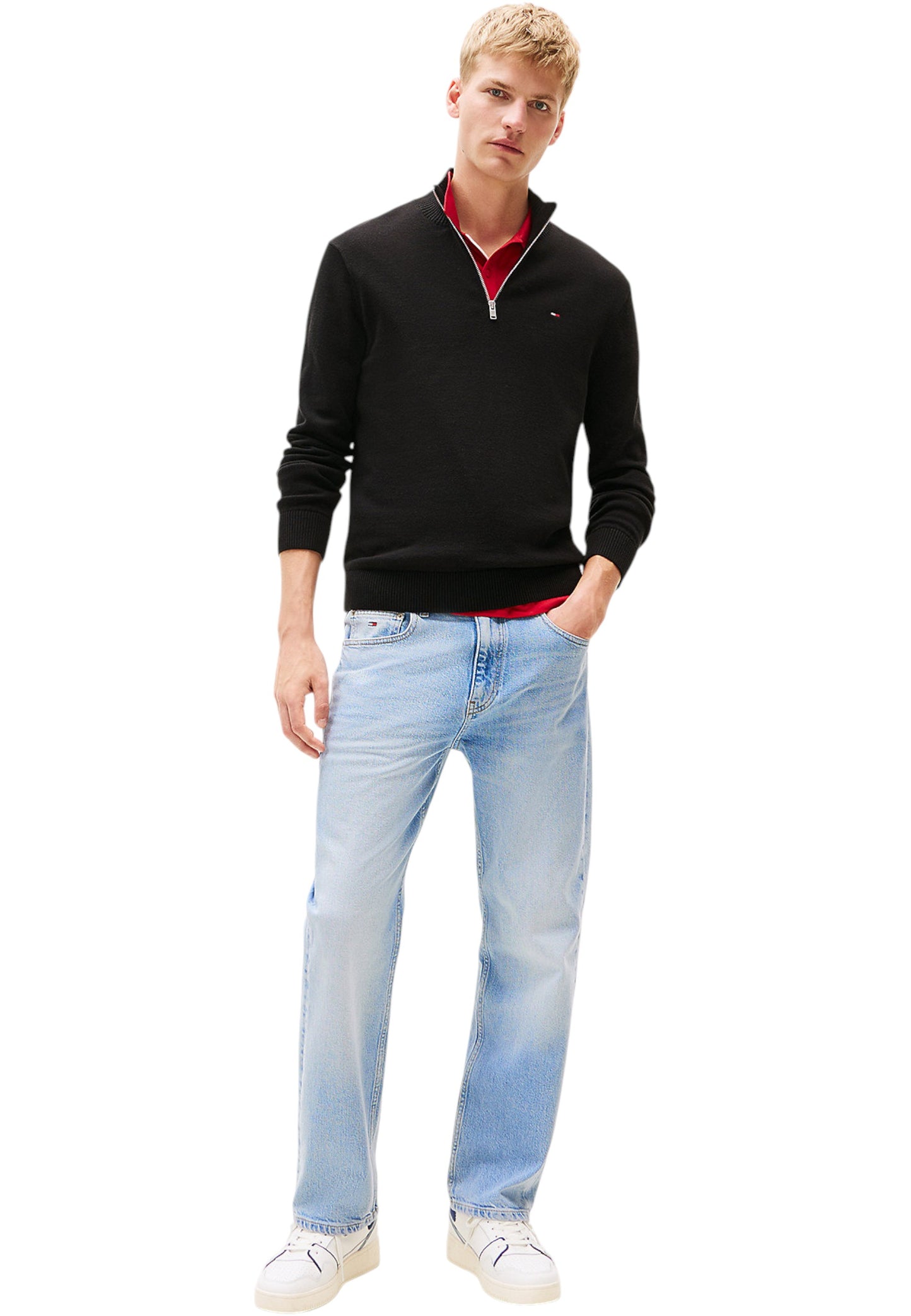 Maglione Collo Alto Uomo Tommy Jeans Con Mezza Zip Tjm Slm Essential Light DM0DM21654