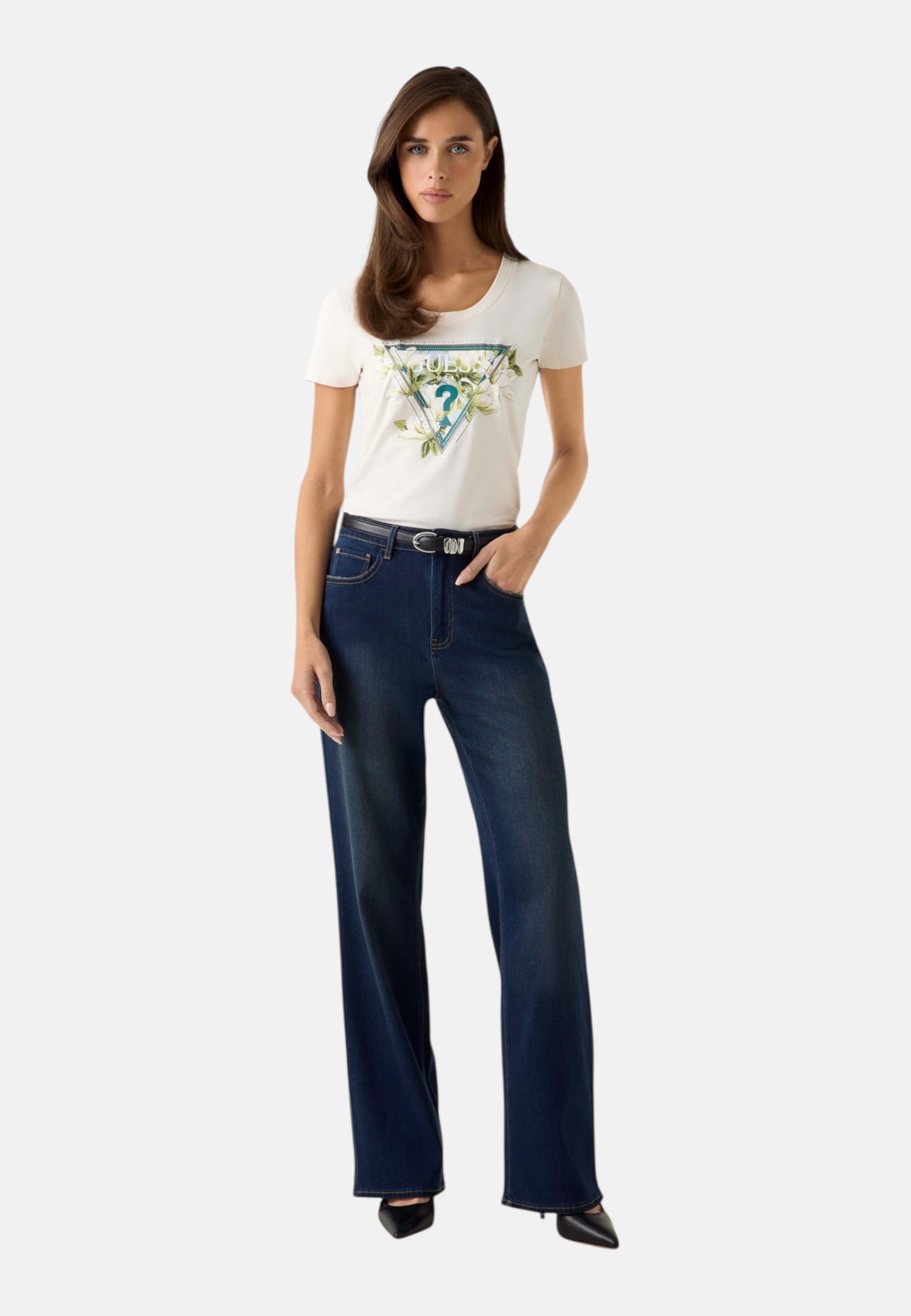 T-Shirt Manica Corta Donna Guess  Camelia Triangle W6RI35J1314