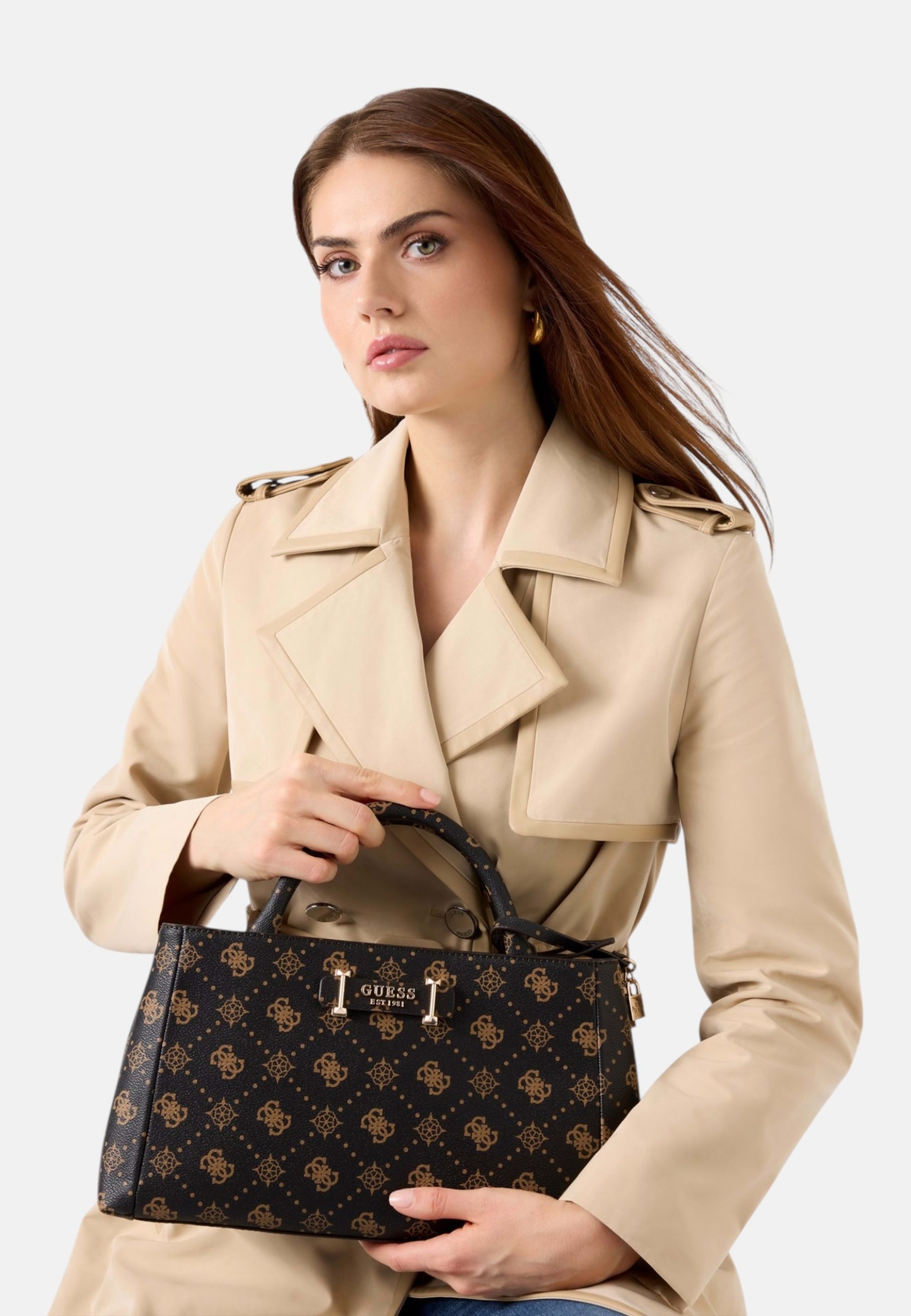 Borsa A Mano Donna Guess Logo Girlfriend Satchel Carrie Logo HWGP9898060