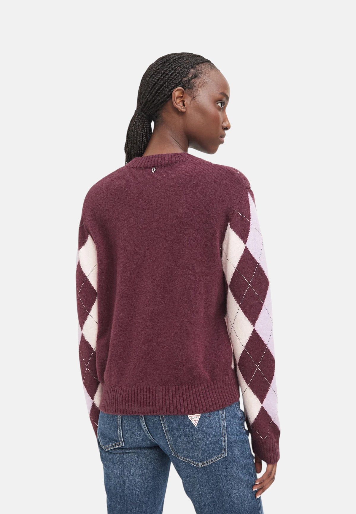 Maglione A Girocollo Donna Guess Motivo argyle Gracie W6BR48Z1447