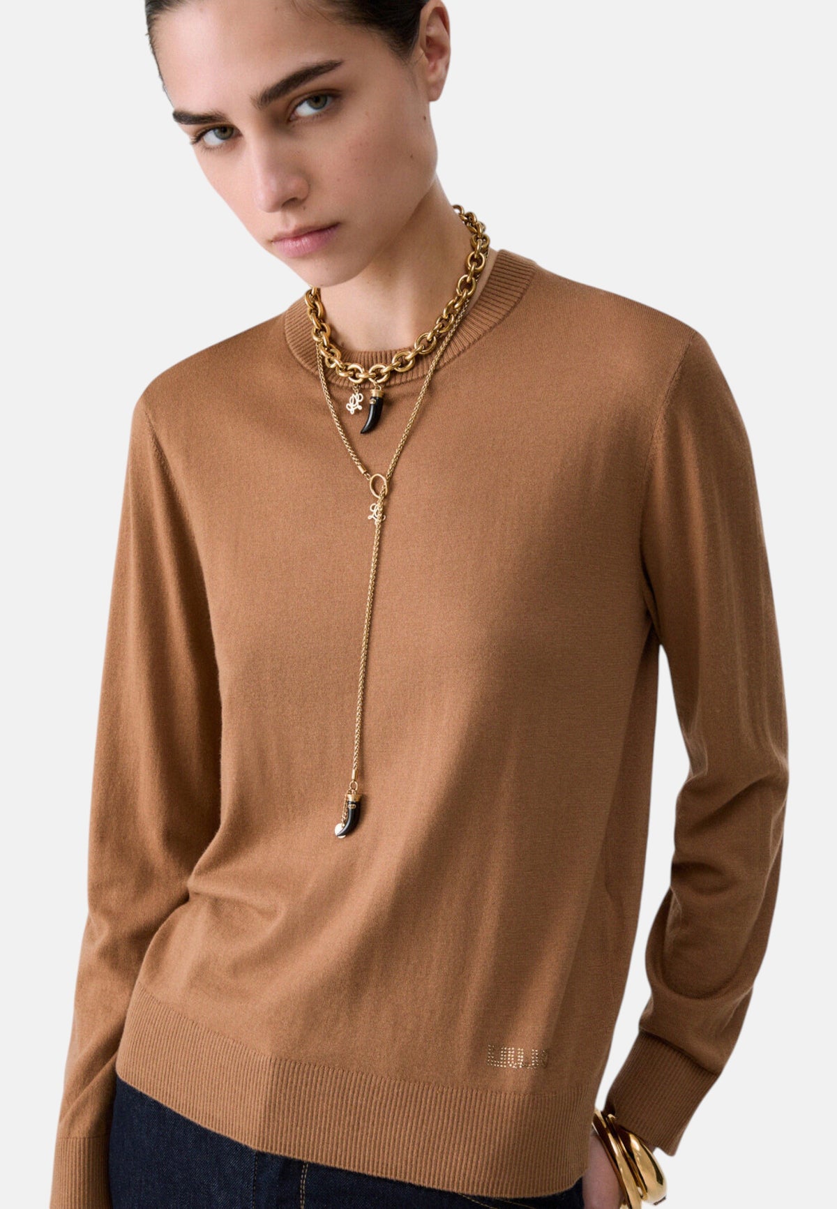 Maglia A Girocollo Donna Liu Jo Con Colletto A Camicia A Contrasto  WF6452MA16R