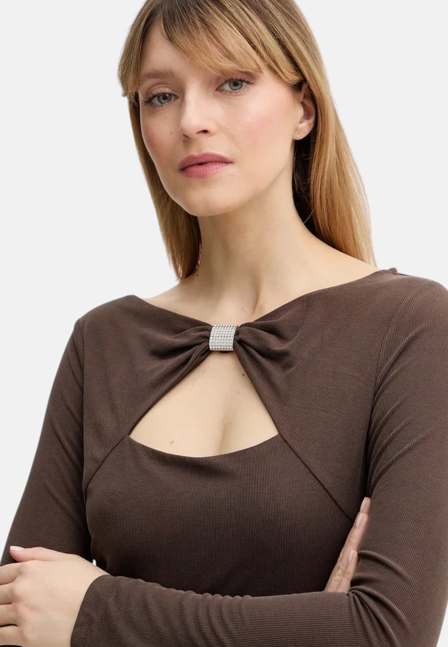 Top Manica lunga Donna Guess  Milena Front Bow W6RP11KAQL2