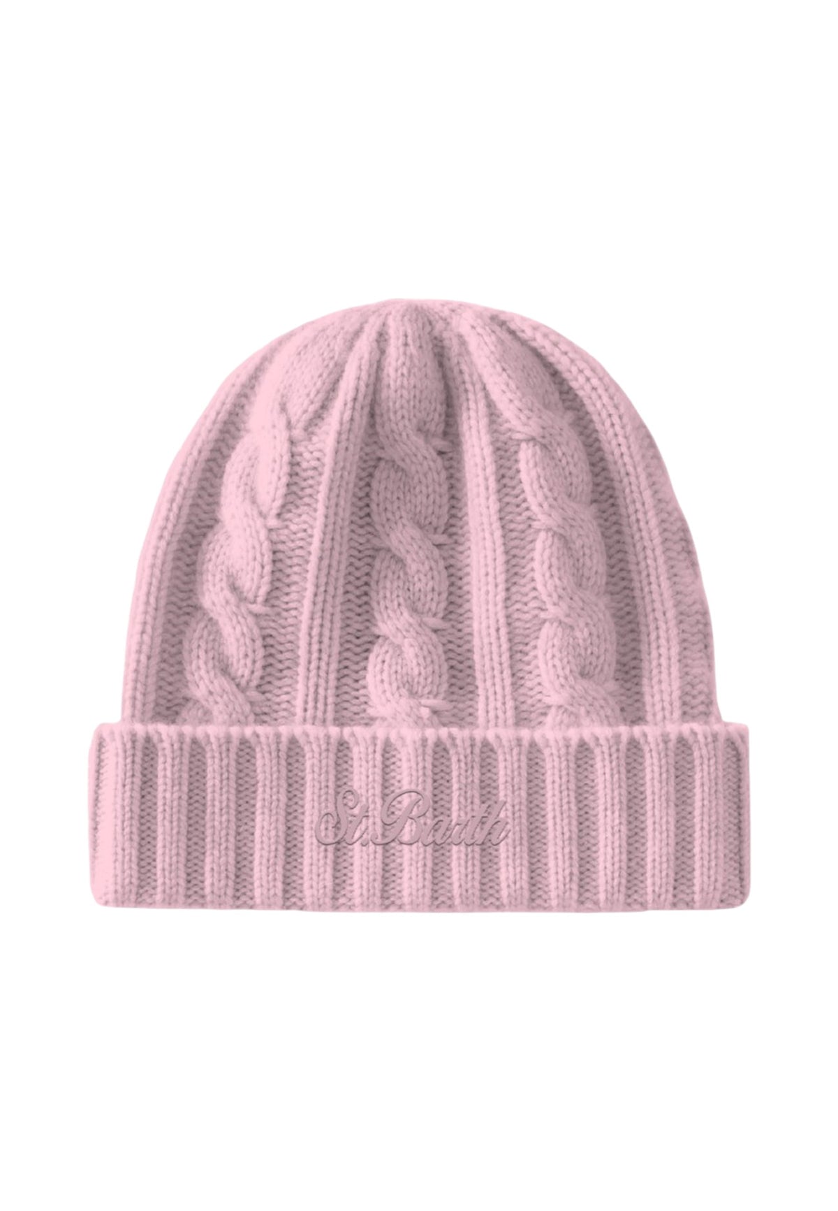Berretto  Donna Mc2 Saint Barth Lavorazione A Coste, Risvolto, Logo Ricamato, Trecce In Rilievo Moss Braid Wool MOS0006