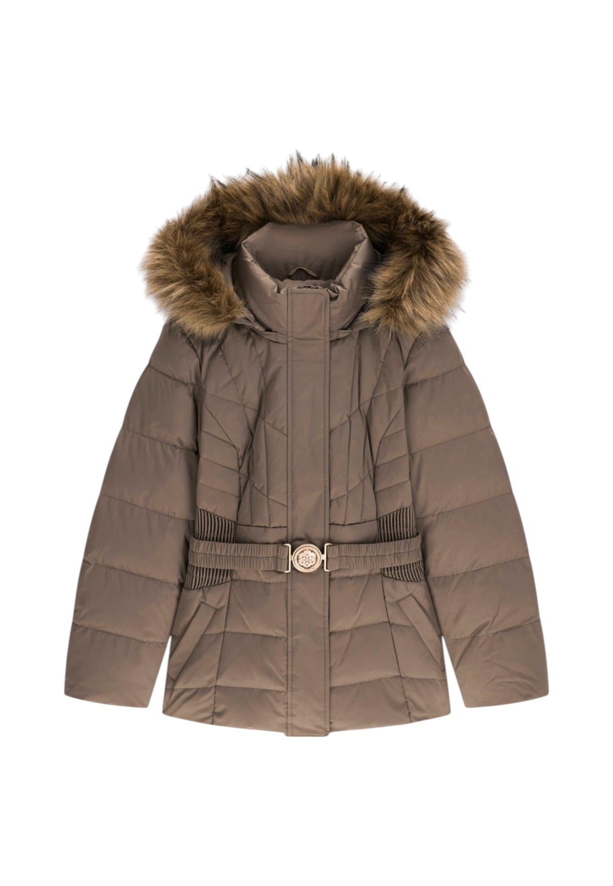 Piumino Corto Donna Guess Con Cappuccio, Vera piuma New Marina W6BL38W4087