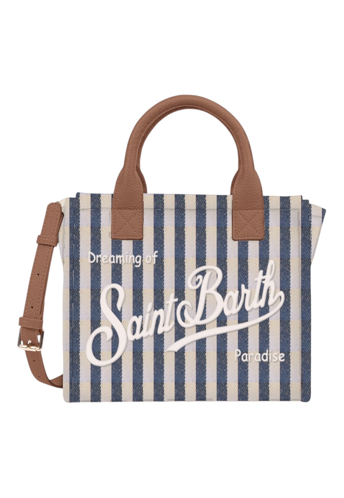 Borsa A Mano Donna Mc2 Saint Barth Stripes Leather Vanity Bag Midi VANMD001