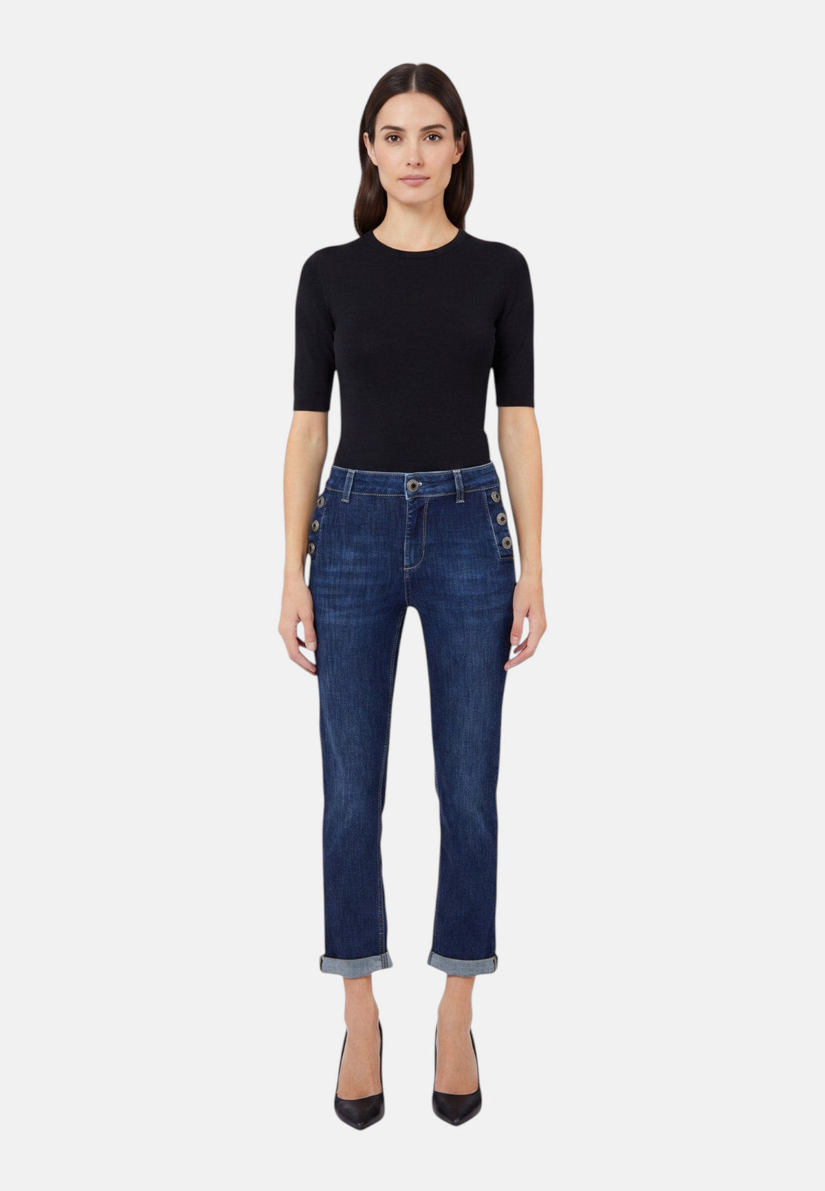 Jeans Slim Fit Donna Liu Jo Bottom Up A Vita Alta Monroe Button UF6094D0328