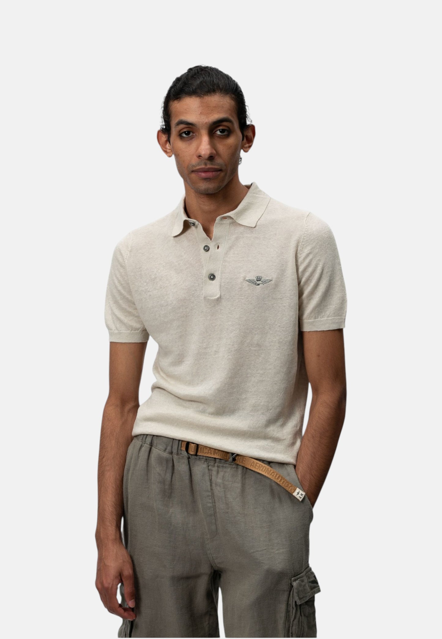 Polo Manica Corta Uomo Aeronautica Militare In Maglia Di Lino  261MA1625UL00935