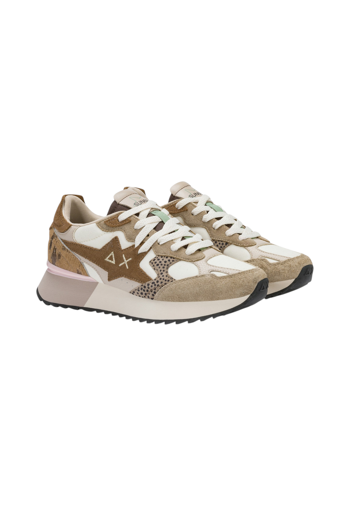 Sneakers Basse Donna Sun68 Stile Running, Suede E Nylon Stargirl Multicolor Z46222