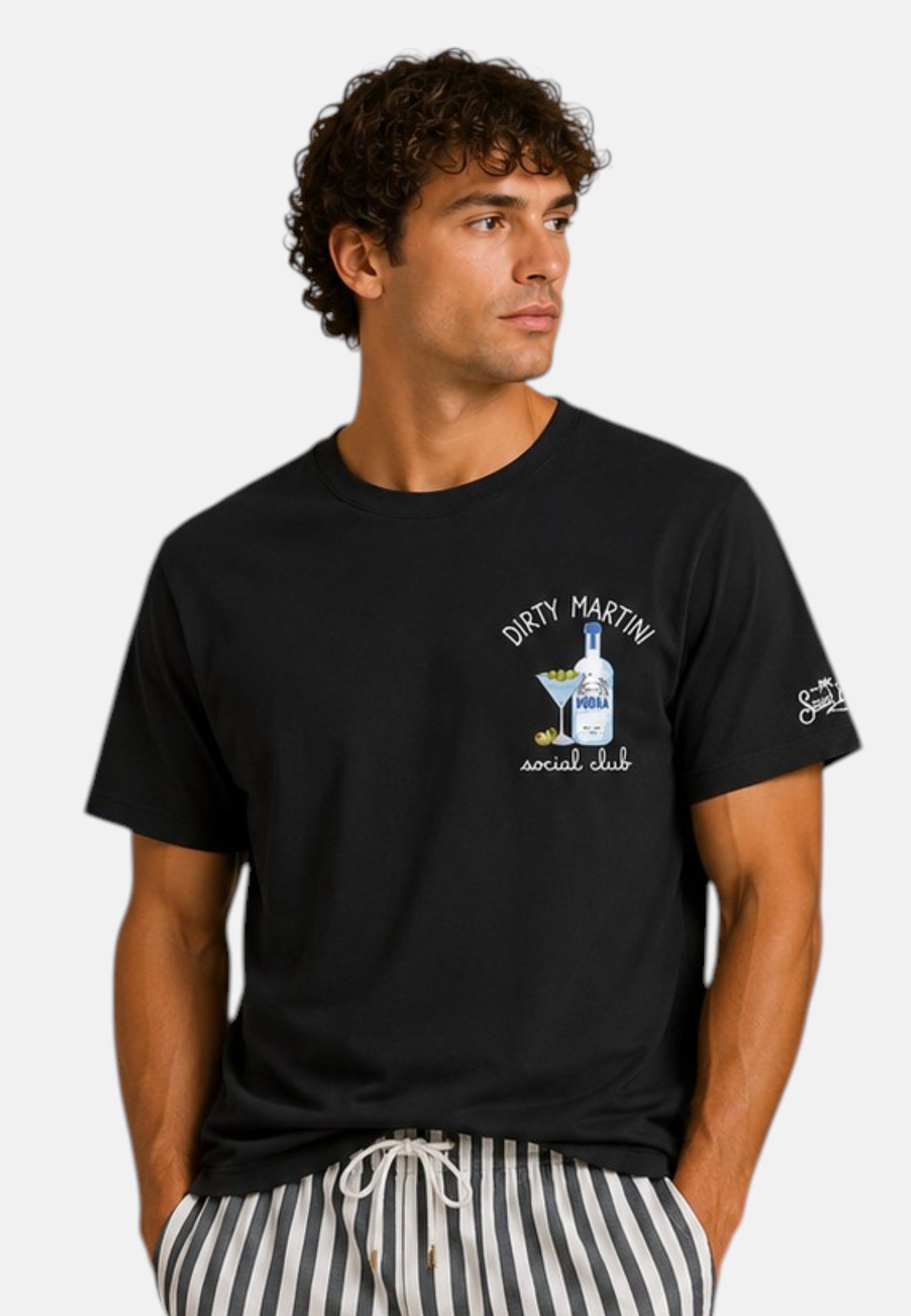 T-Shirt Manica Corta Uomo Mc2 Saint Barth Stampa E/O Ricamo Frontale Social Martini Portofino POT0001