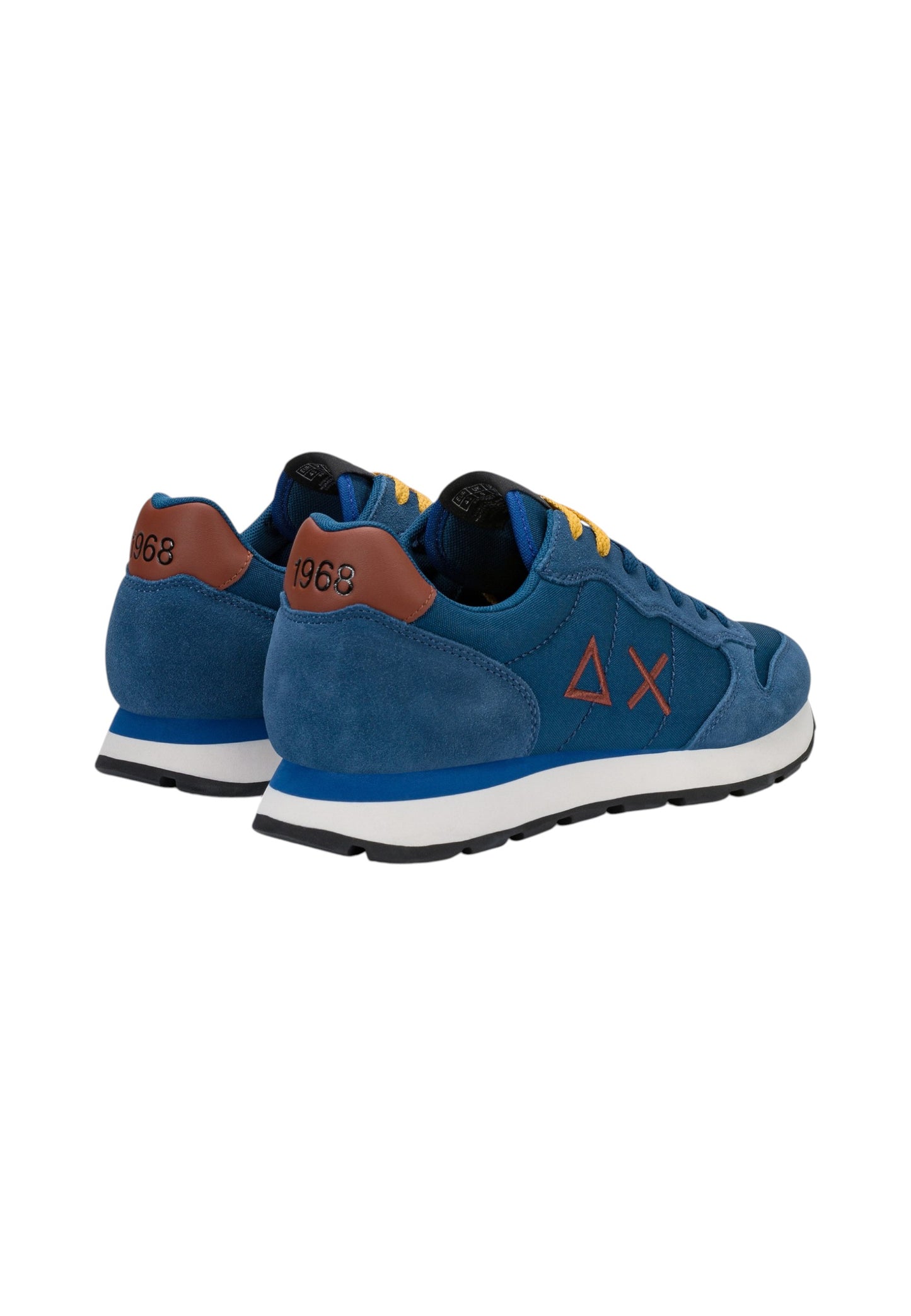 Sneakers Basse Uomo Sun68 Stile Running, Logo Ricamato, Nylon E Suede Tom Solid Z46101