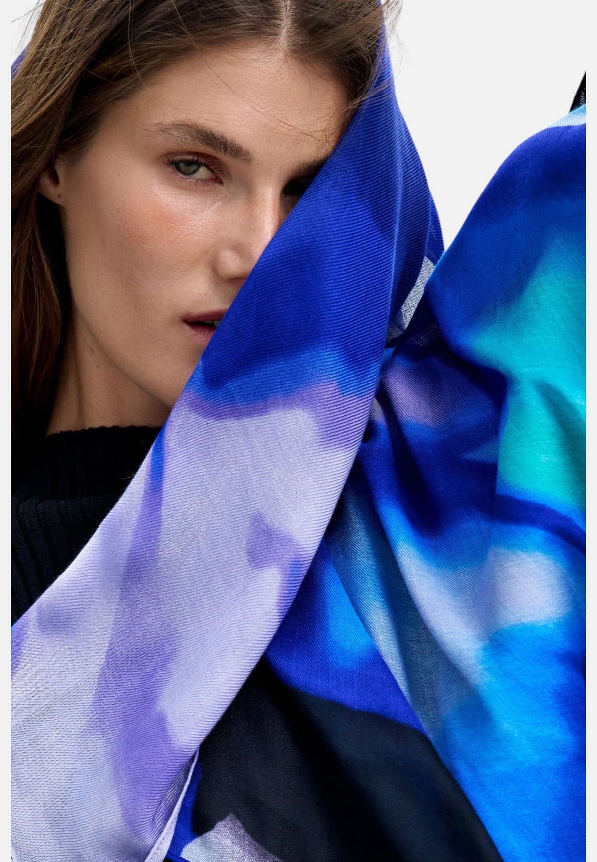 Foulard  Donna Desigual 80x185 cm, Effetto degrad�, Viscosa Lenzing EcoVero Degrade Blue 26WAWA36