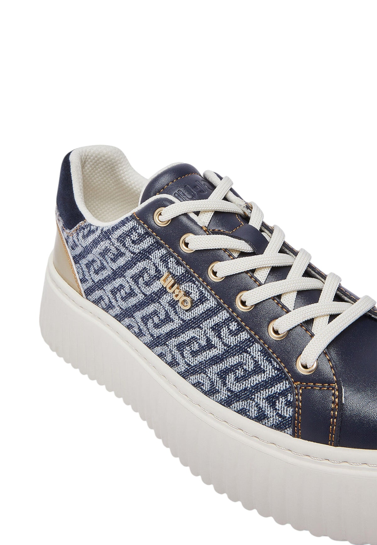 Sneakers Basse Donna Liu Jo In Denim Monogram Con Platform Elodie 01 BF6059TX561