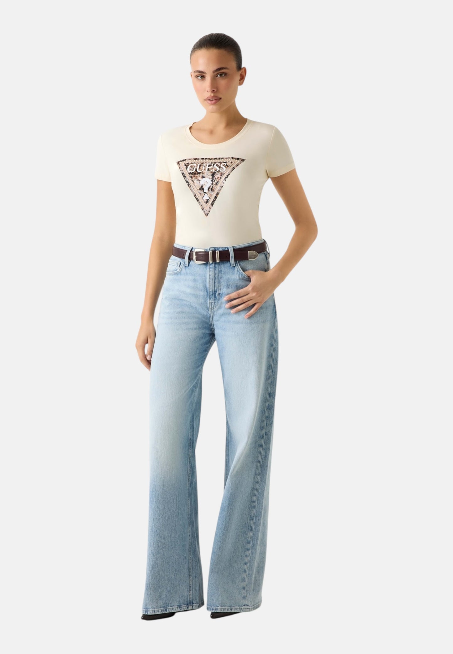 T-Shirt Manica Corta Donna Guess  Leo Triangle W6RI32J1314