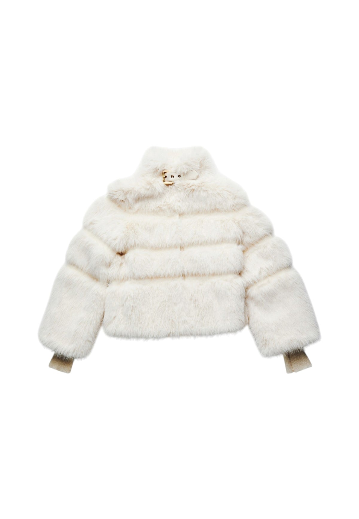 Pelliccia Sintetica Donna Patrizia Pepe Texture Fluffy con trattamento Snow Top, Trame orizzontali, Taglio corto, Vestibilit� regular, Collo alto con fibbia, Chiusura con bottoni, Polsini in maglia, Inserti spalmati  2O0185E077