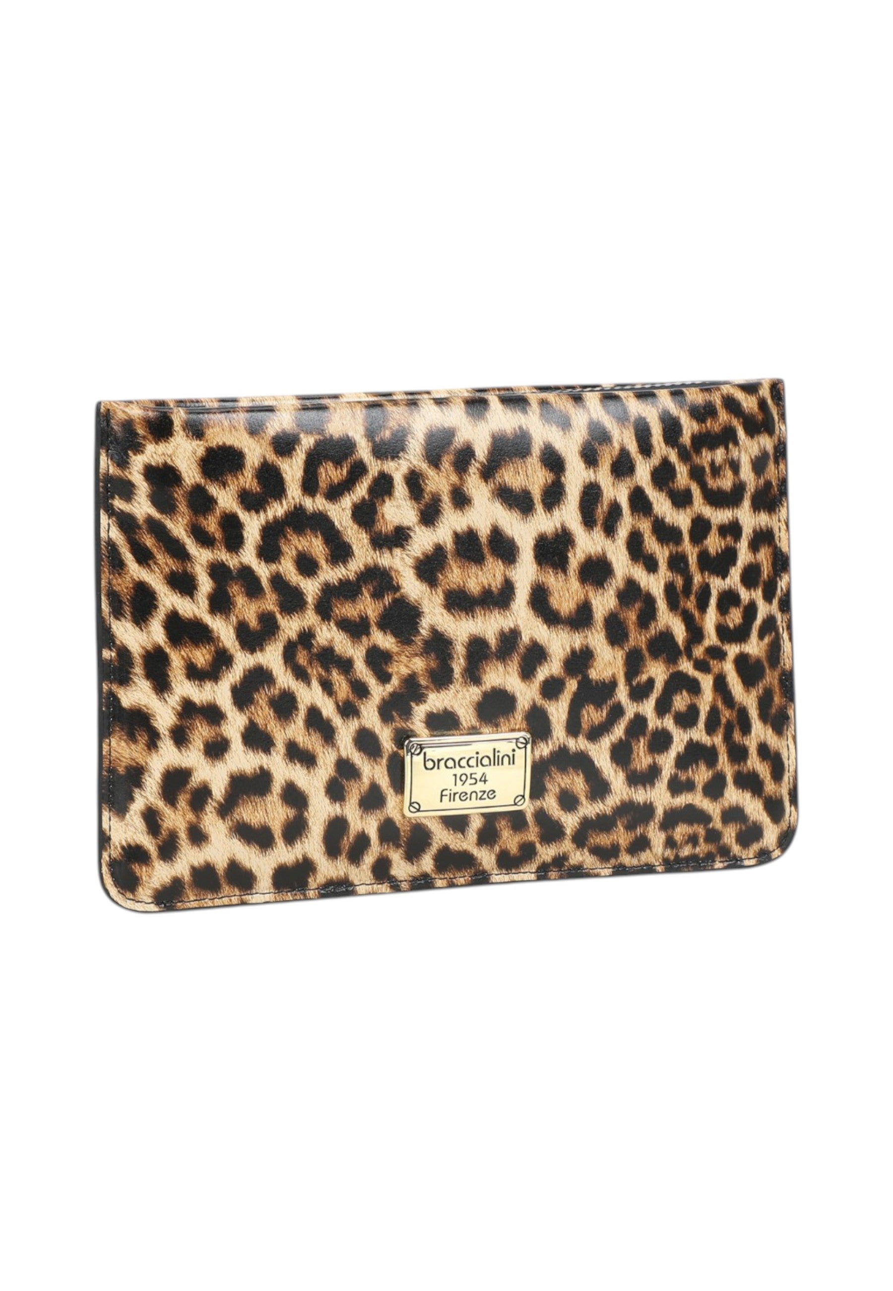 Bustina  Donna Braccialini Piatta Piccola In Pelle Con Stampa Leopard Dolly B19098PP