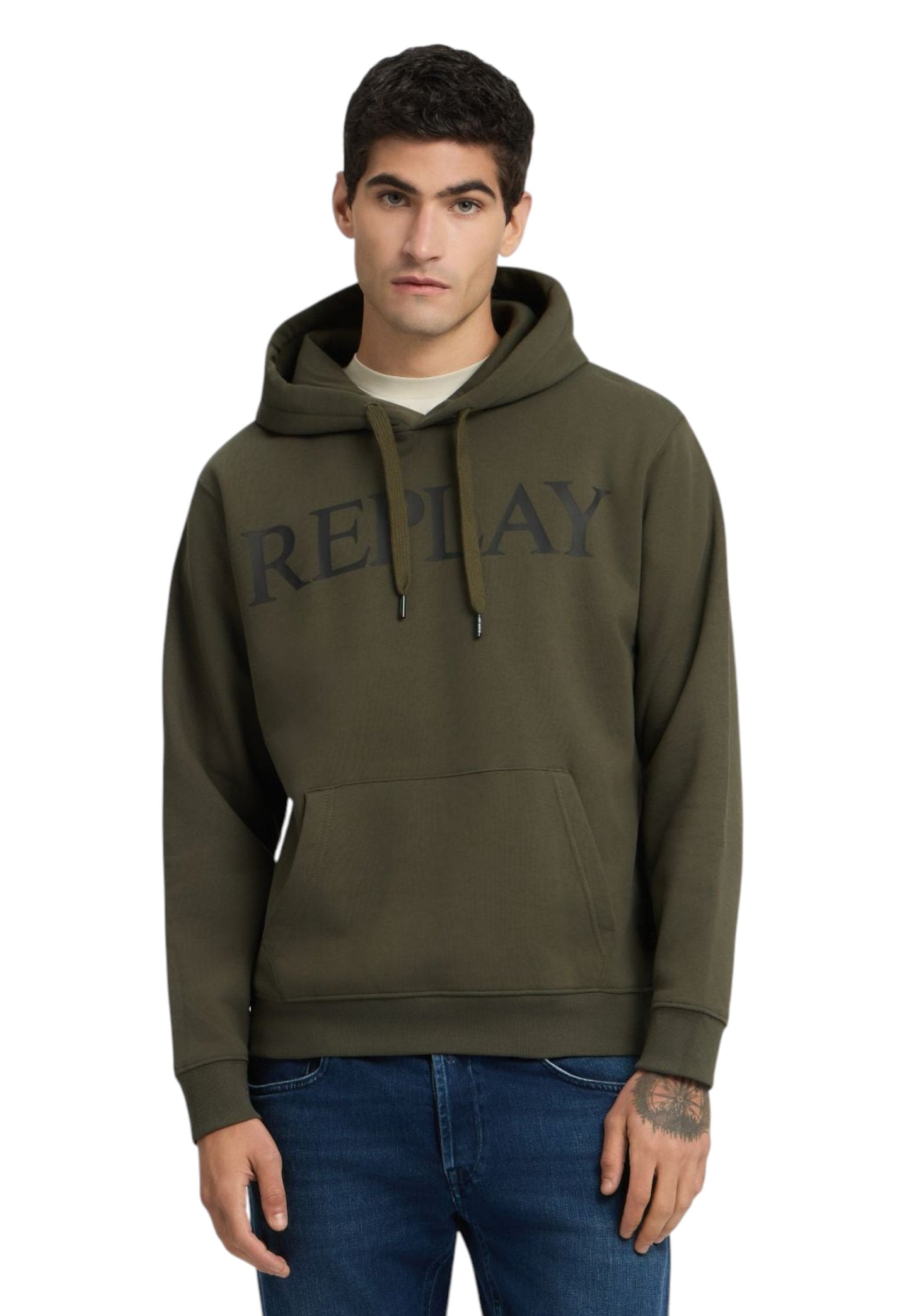Felpa Con Cappuccio Uomo Replay Con Lettering  M3104 .000.23832