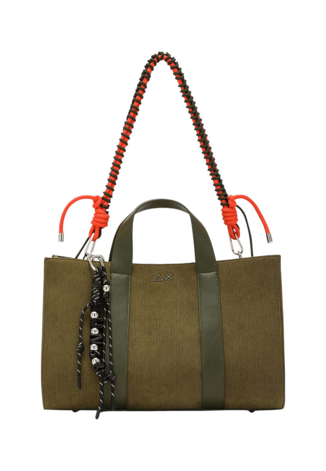 Borsa A Mano Donna Sun68 Midi Bag Velluto A Coste, Manici Doppi, Tracolla Rimovibile, Charm Logato Corduroy Y46222