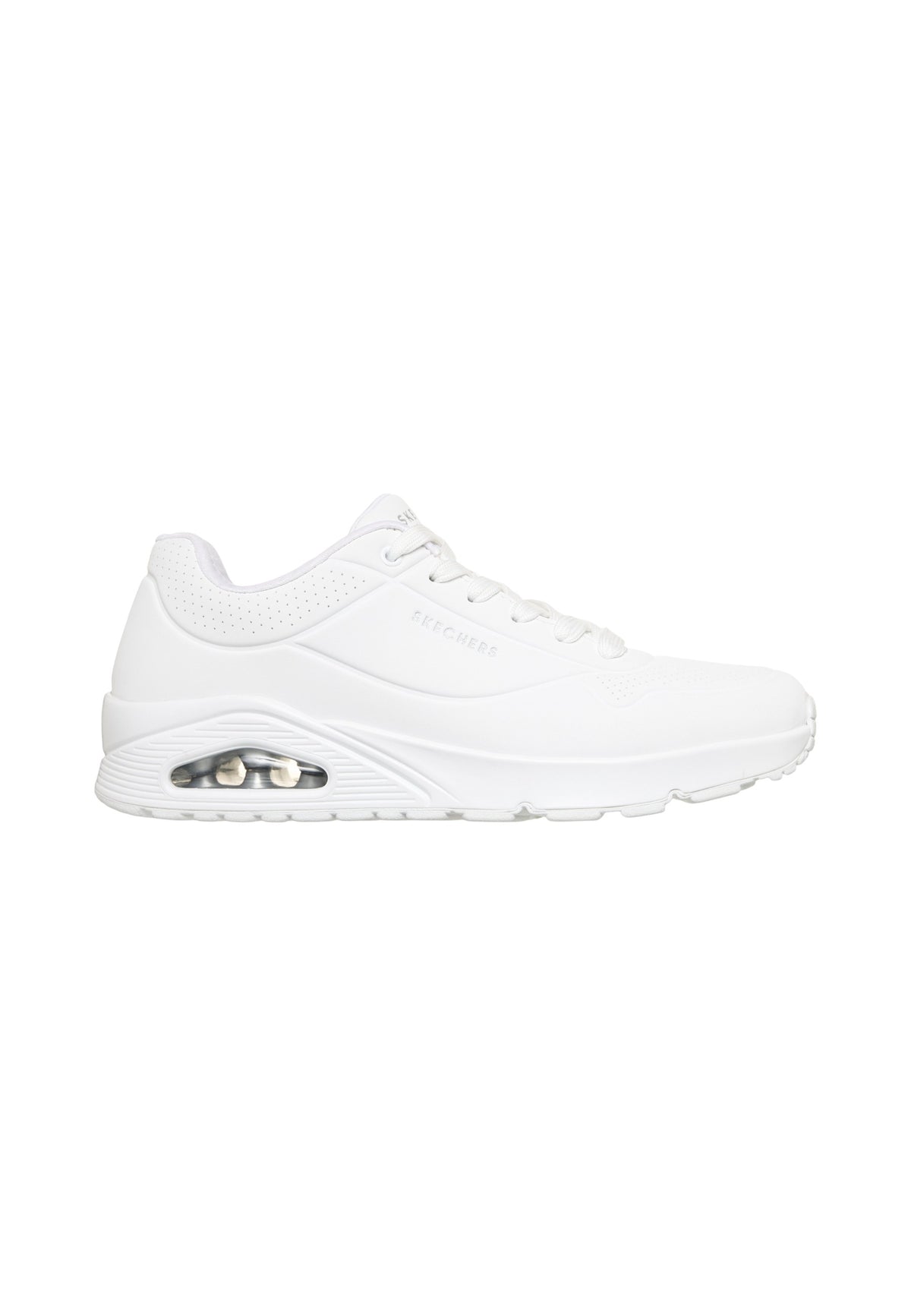 Sneakers Basse Uomo Skechers Air-Cooled Memory Foam, Skech-Air, Intersuola ammortizzata ad aria, Tomaia traforata, Durabuck, Chiusura con lacci Uno - Stand On Air 52458