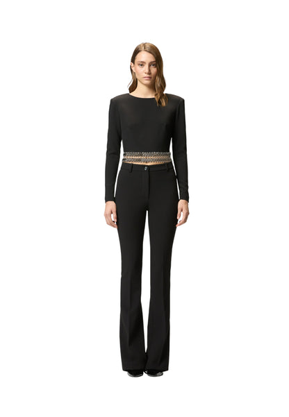 Top  Donna Pinko Manica Lunga In Crepe Con Ricamo Yanira 105955A2YH