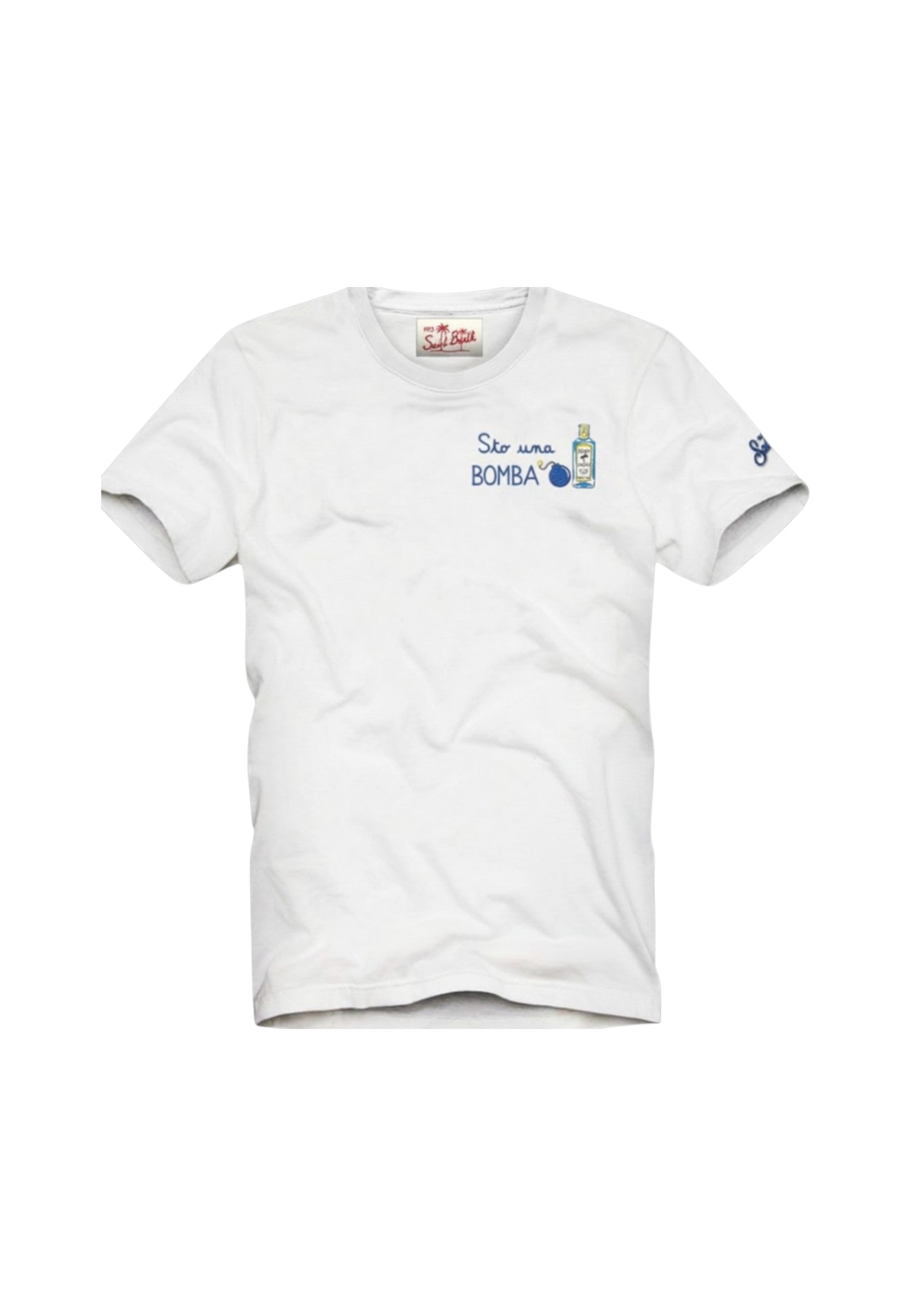 T-Shirt Manica Corta Uomo Mc2 Saint Barth Stampa E/O Ricamo Frontale Bomba Portofino POT0001