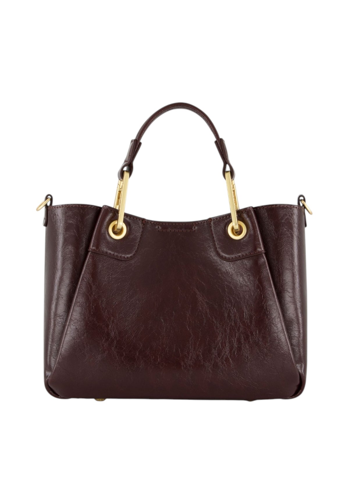 Borsa A Mano Donna Braccialini A Bauletto, Doppio con tracolla removibile e regolabile, Chiusura con clip, Con pochette interna removibile, Finitura lucida effetto spiegazzato, Dimensioni: 25 x 10.5 x 18 Cm Amy B19190YY