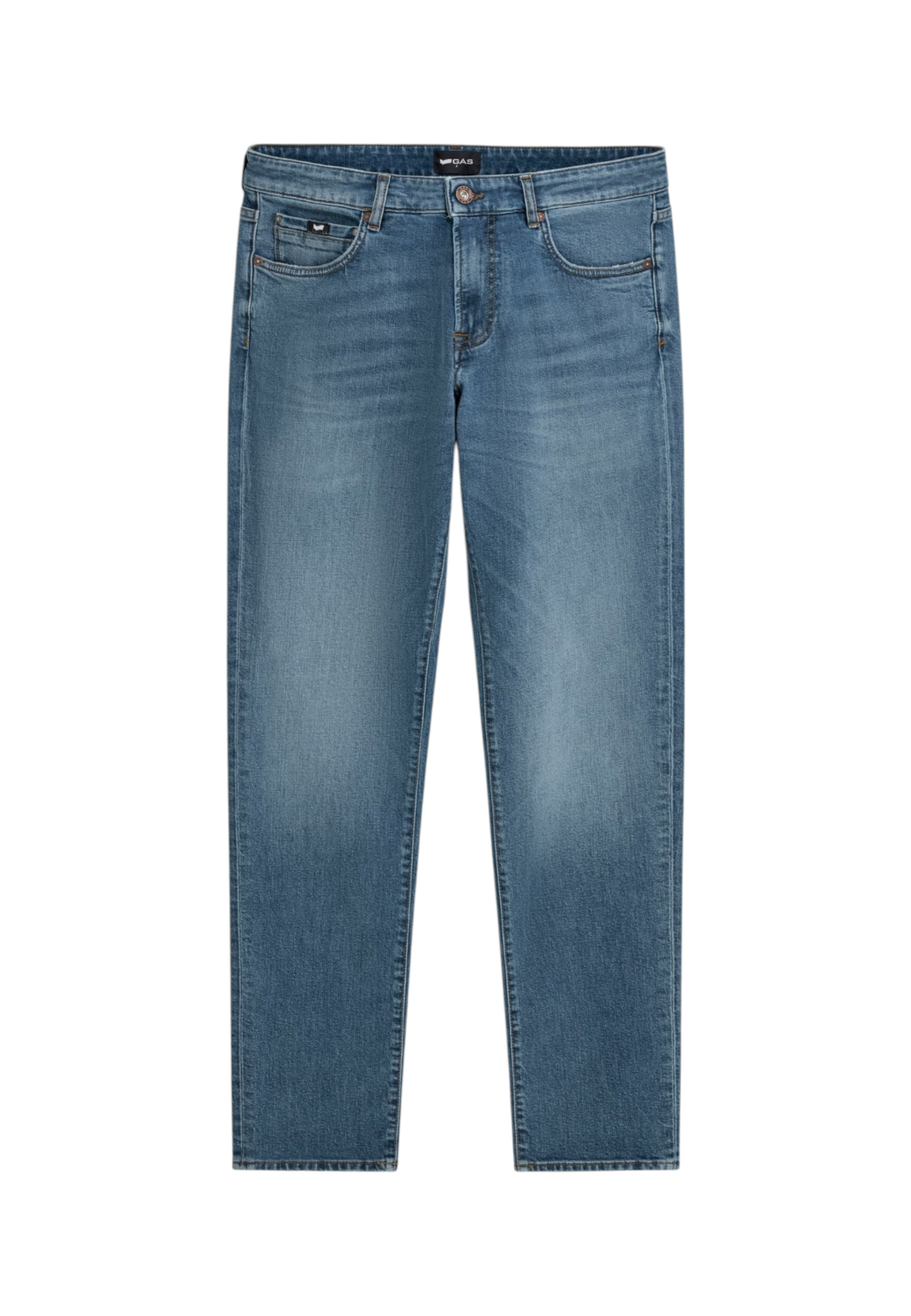 Jeans Skinny Fit Uomo Gas Stone Medium Blue + 3D Wiskers Sax Zip Plus 351598030291