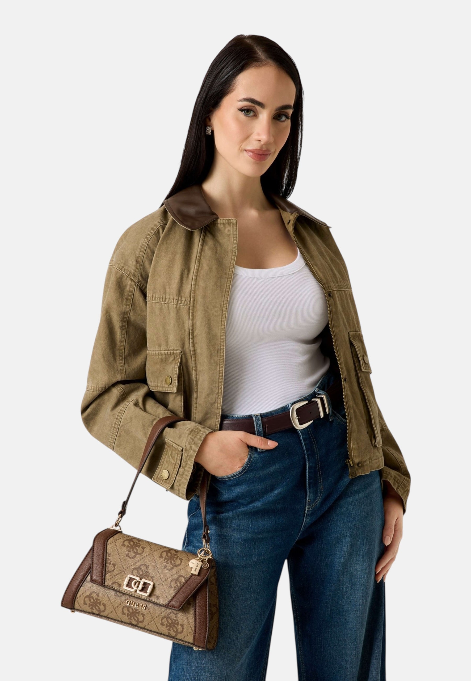 Borsa A Spalla Donna Guess Flap Shoulder Bag Karnilla Logo HWOS9901190