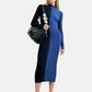 Vestito Lungo Donna Desigual Bicolore, Fit slim, Manica lunga, Collo alto, Viscosa Lenzing EcoVero Colduo 26WWVF04