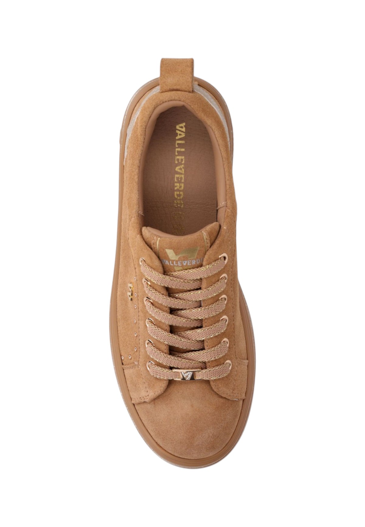 Sneakers Basse Donna Valleverde chiusura con lacci, inserto metallizzato sul tallone, suola alta, sottopiede in pelle  V35451