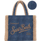 Borsa A Mano Donna Mc2 Saint Barth Logo Sul Davanti, Doppi Manici, Il Logo Saint Barth Sul Davanti Colette Shearling COL0031-DENIM-DARK