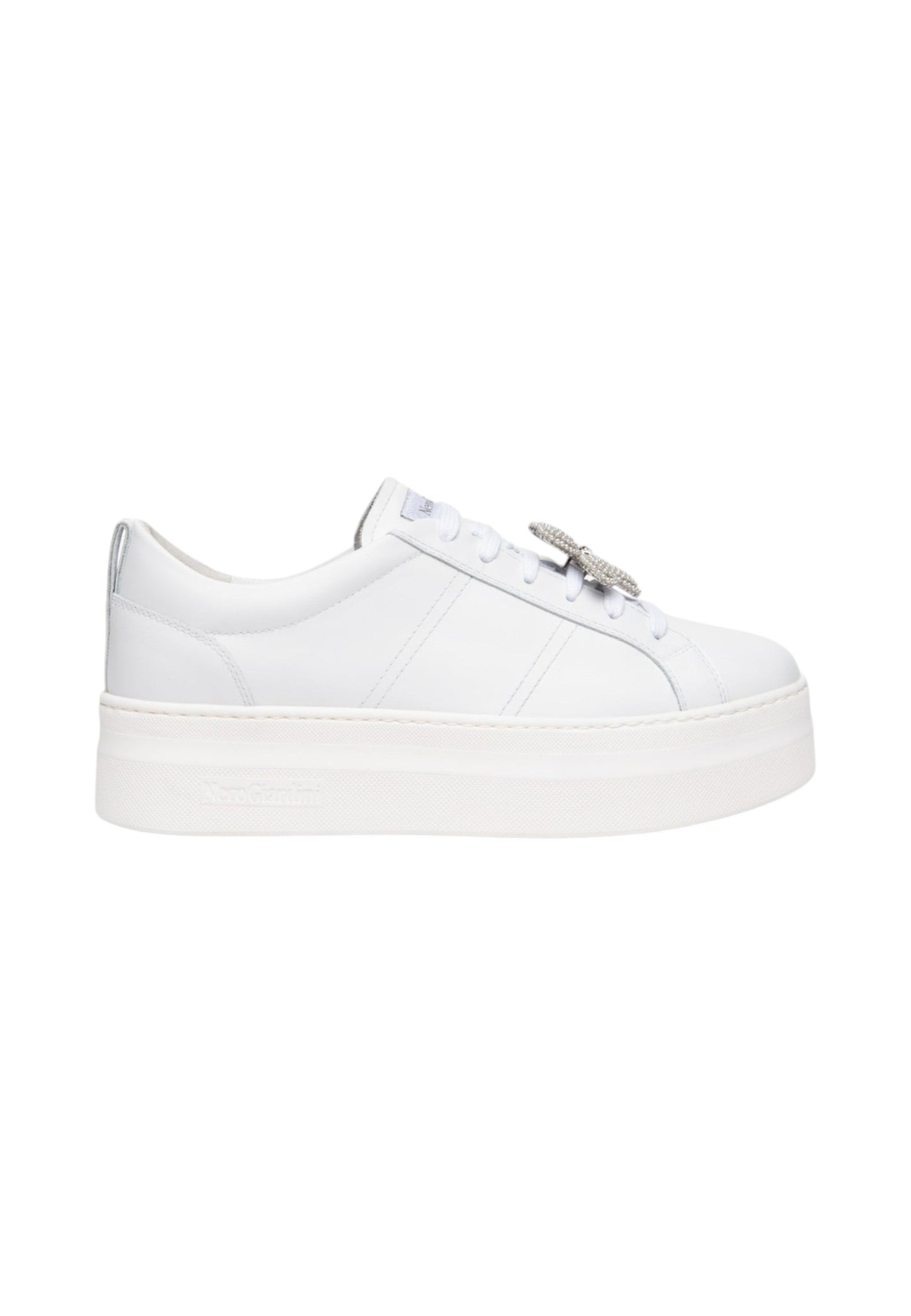 Sneakers Basse Donna Nero Giardini In Pelle Con Applicazione Gioiello Decorativa  E615311D