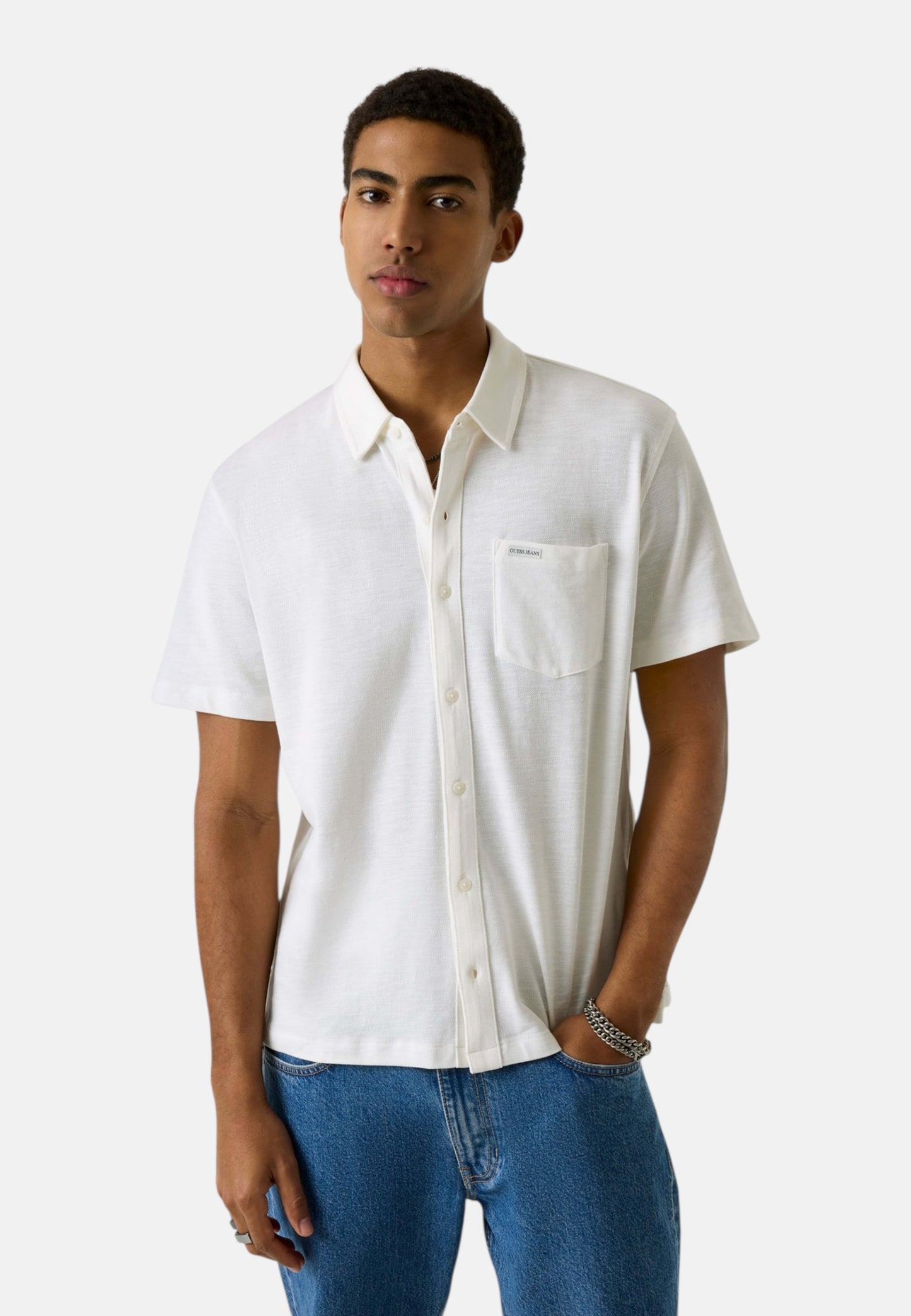 Camicia Manica Corta Uomo Guess  Gj Reg Slub Pique M6GP02KE731