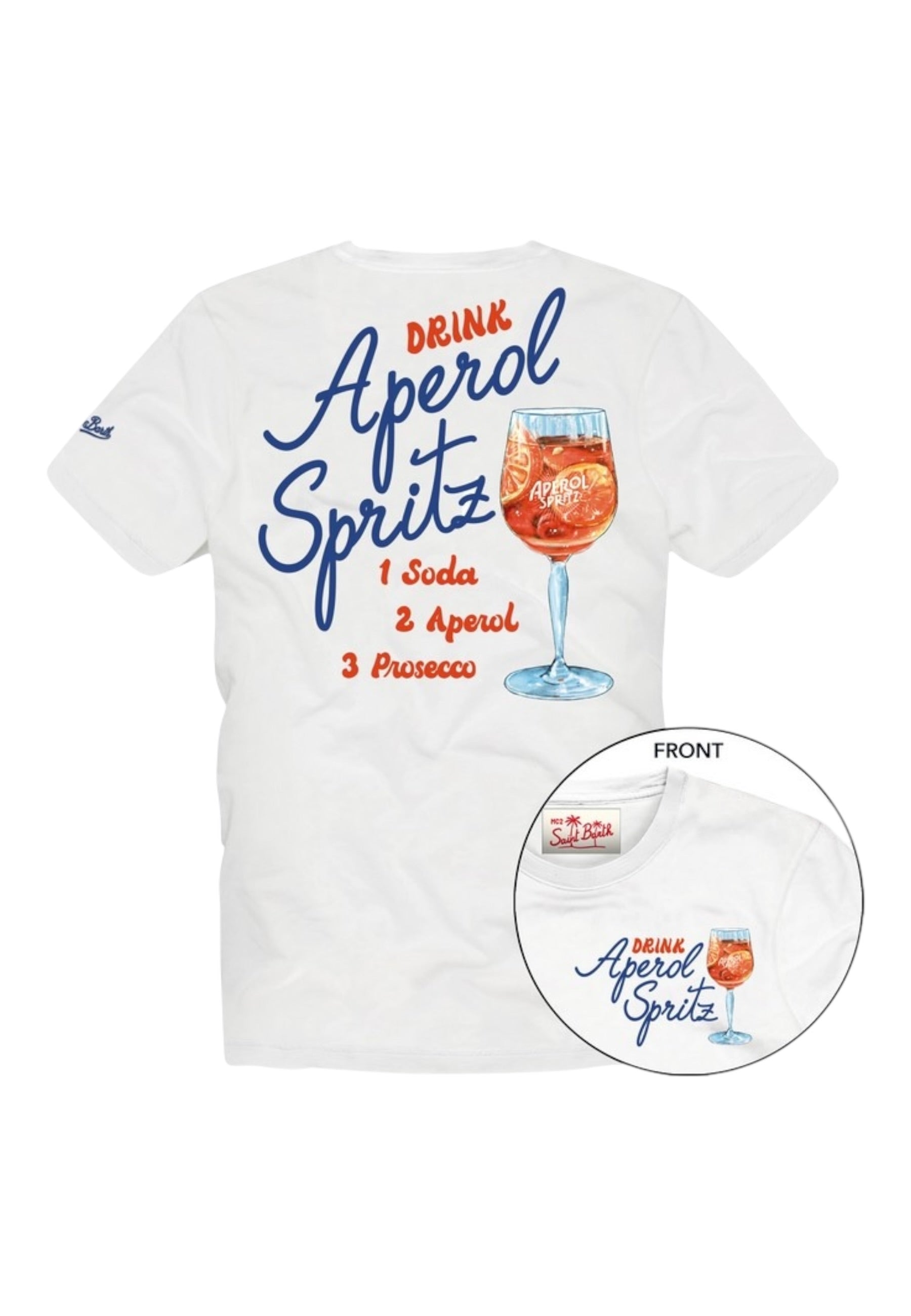 T-Shirt Manica Corta Uomo Mc2 Saint Barth Stampa/Ricamo Fronte E Retro Drink Spritz Portland PRL0002