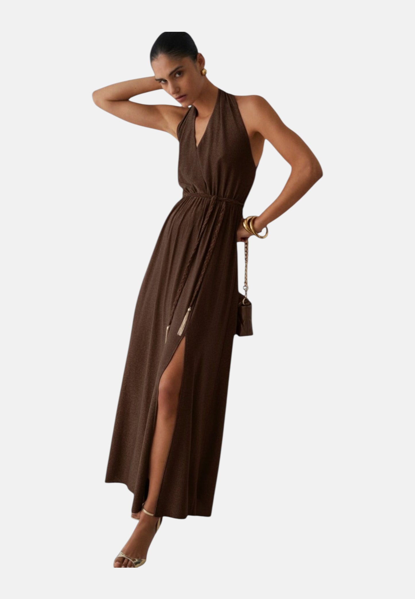 Vestito Lungo Donna Liu Jo In Lurex Con Spacco Eco Line CA6257JS006