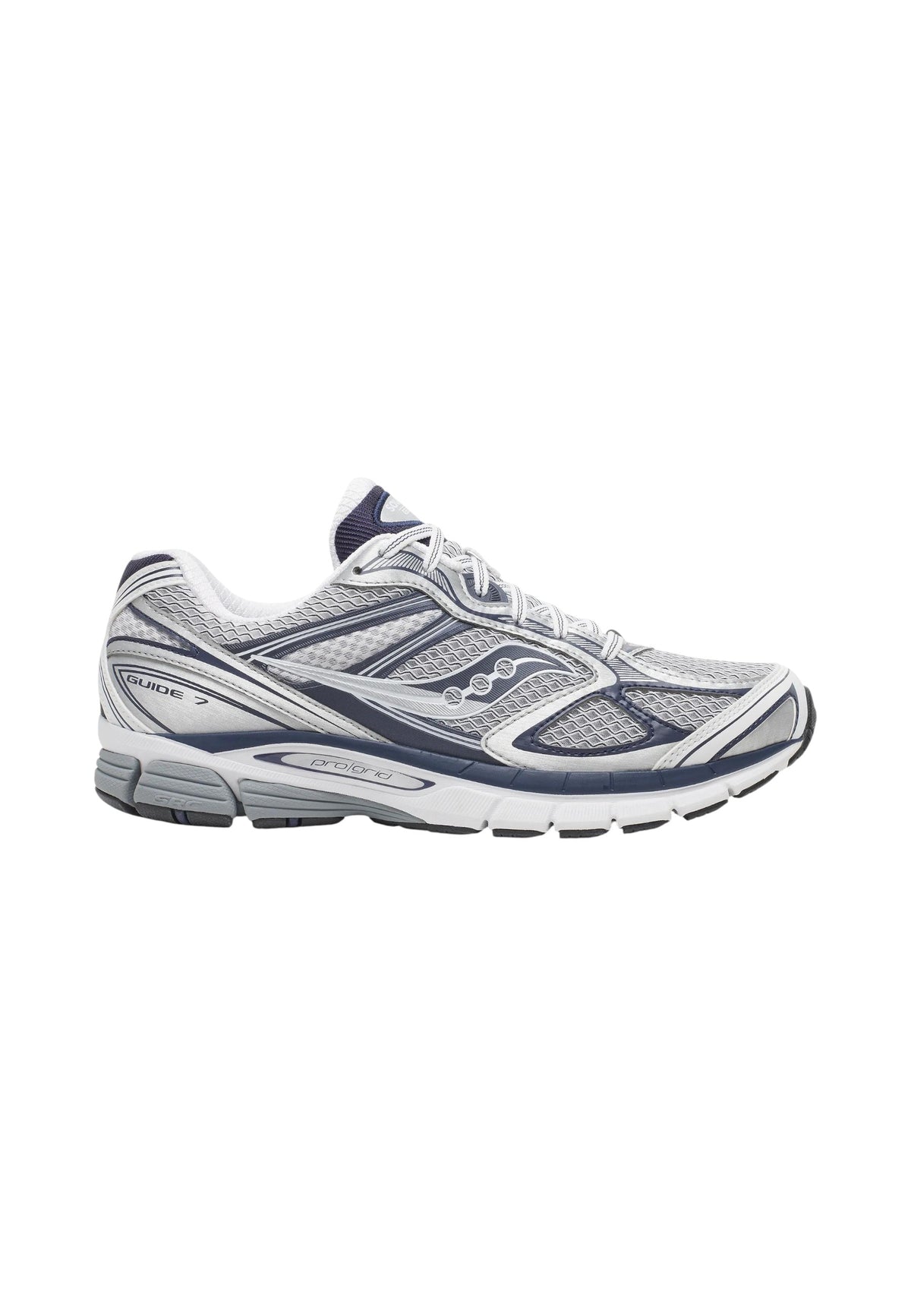 Sneakers Basse Uomo Saucony Chiusura con lacci, Tomaia in mesh traspirante, Tecnologia Power Grid, Dettagli riflettenti, Struttura leggera e ammortizzata Progrid Guide 7 S101493
