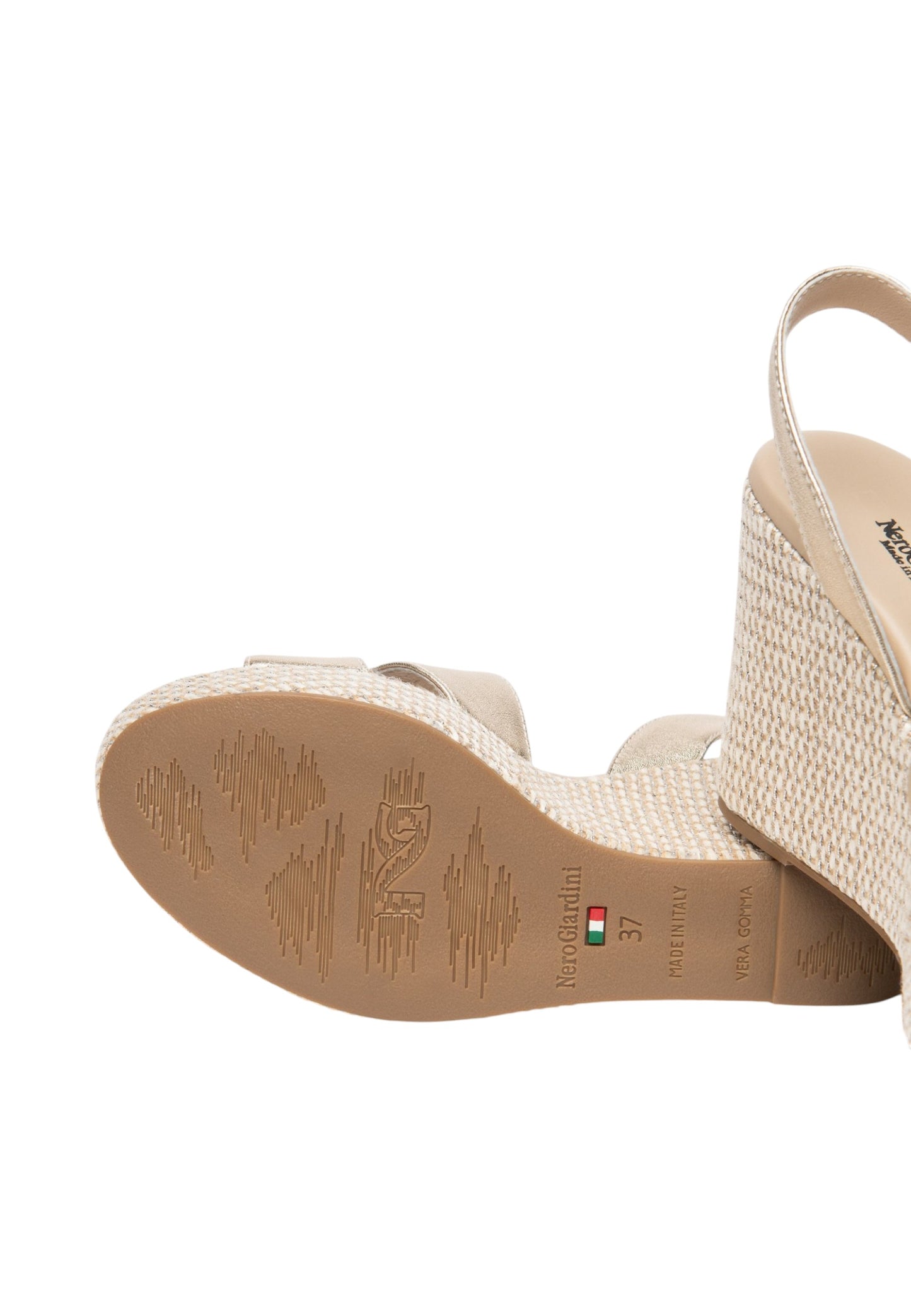 Sandali Con Zeppa Donna Nero Giardini In Pelle Laminata Con Fasce Incrociate  E616021D