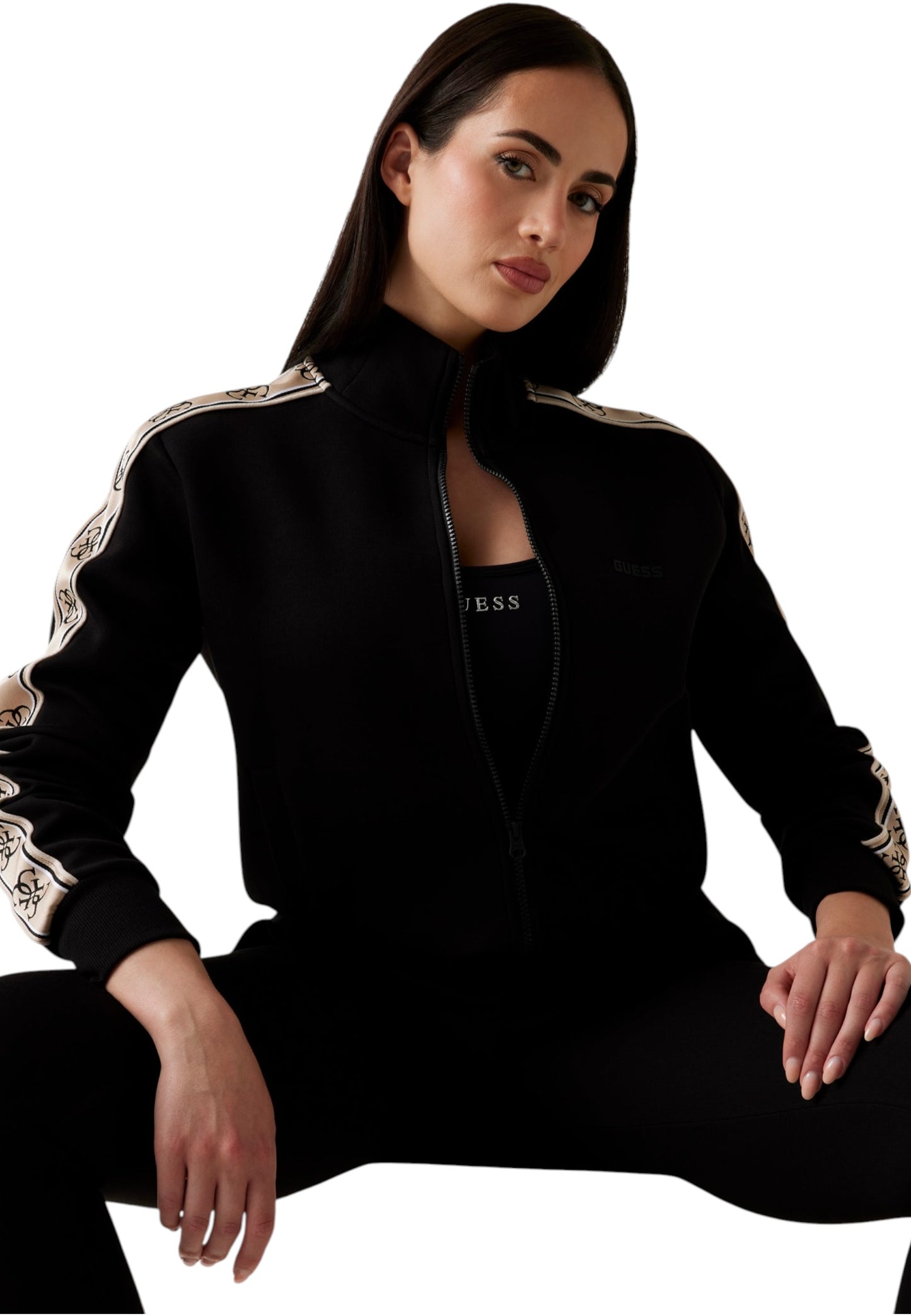 Felpa Con Zip Donna Guess  Britney V2YQ16KB3P2