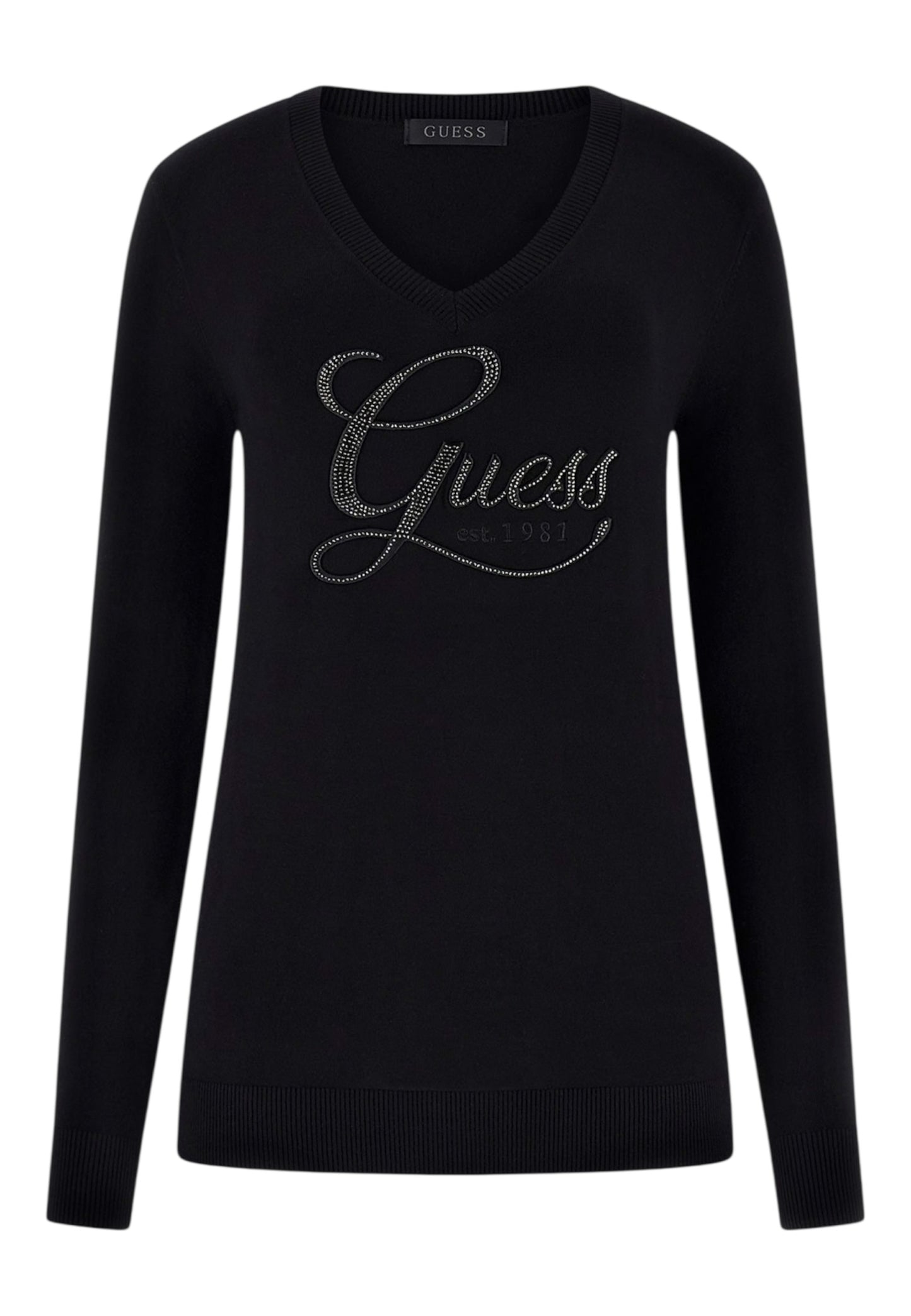 Maglia Scollo A V Donna Guess  Stephanie Logo W6RR50Z2NQ2