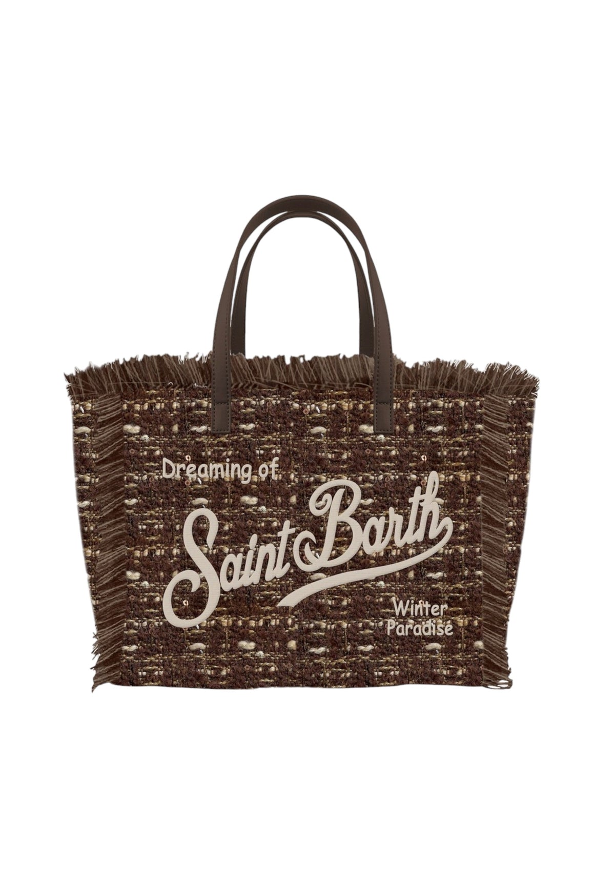 Borsa A Spalla Donna Mc2 Saint Barth Logo Sul Davanti, Doppi Manici, Bordo Sfrangiato, Il Logo Saint Barth Sul Davanti Vanity Tweed N VANI052