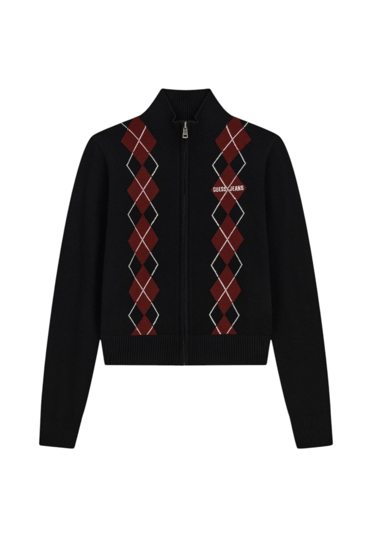 Cardigan  Donna Guess Collo lupetto, Zip intera, Motivo argyle Gj W6BR10Z1253