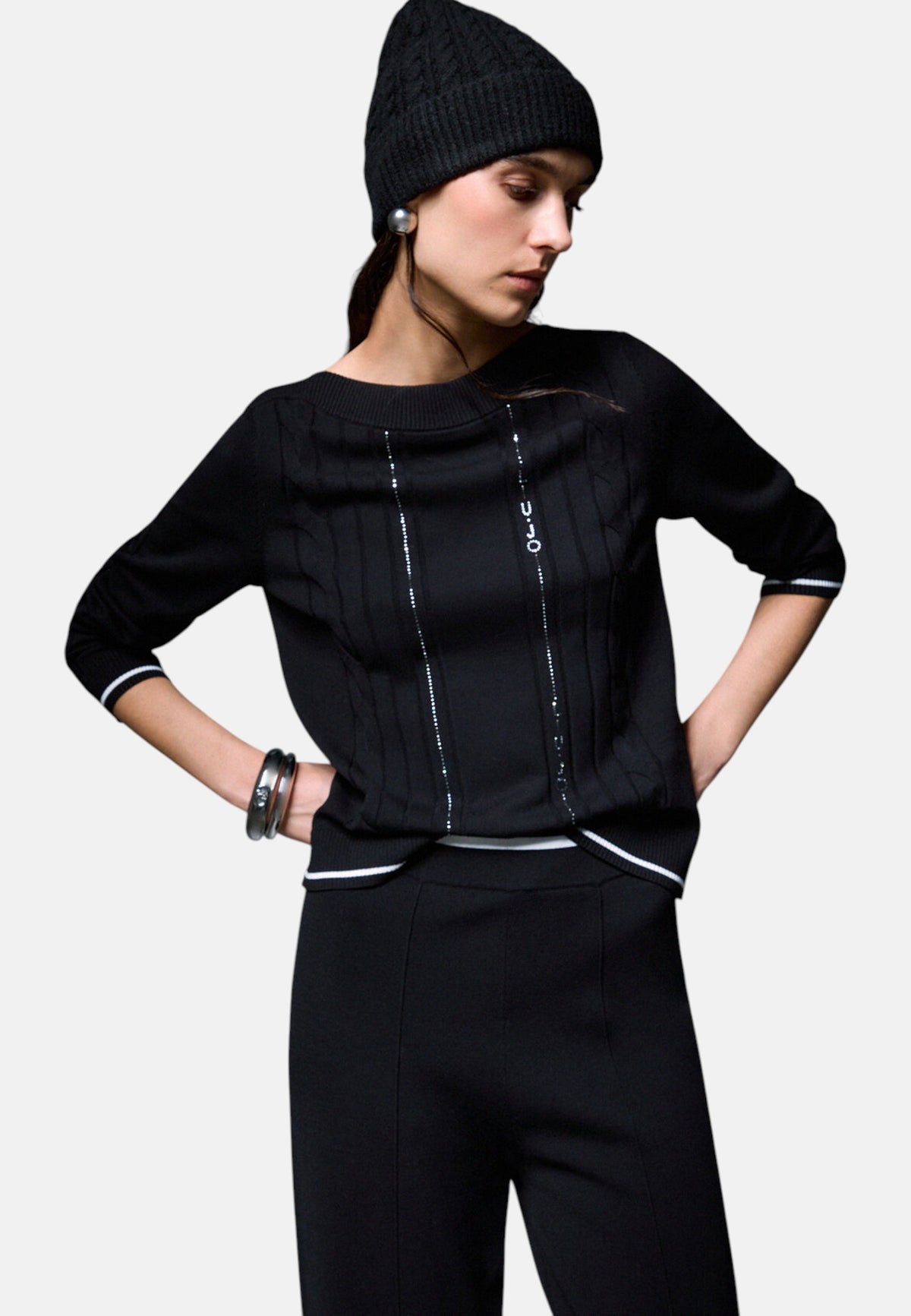 Maglia Scollo A Barca Donna Liu Jo Con Trecce E Strass  TF6189MS63L