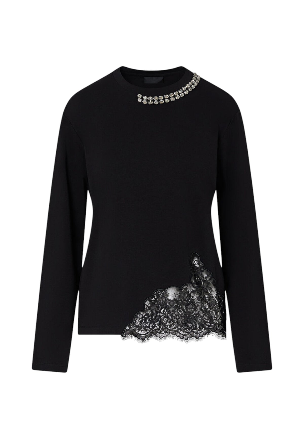 T-Shirt Manica lunga Donna Liu Jo Con Pizzo E Strass  CF6238JS088
