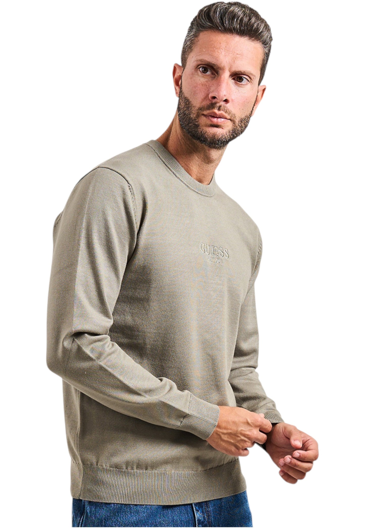 Maglione A Girocollo Uomo Guess  Hervey Logo Tonal M5YR08Z3FC2