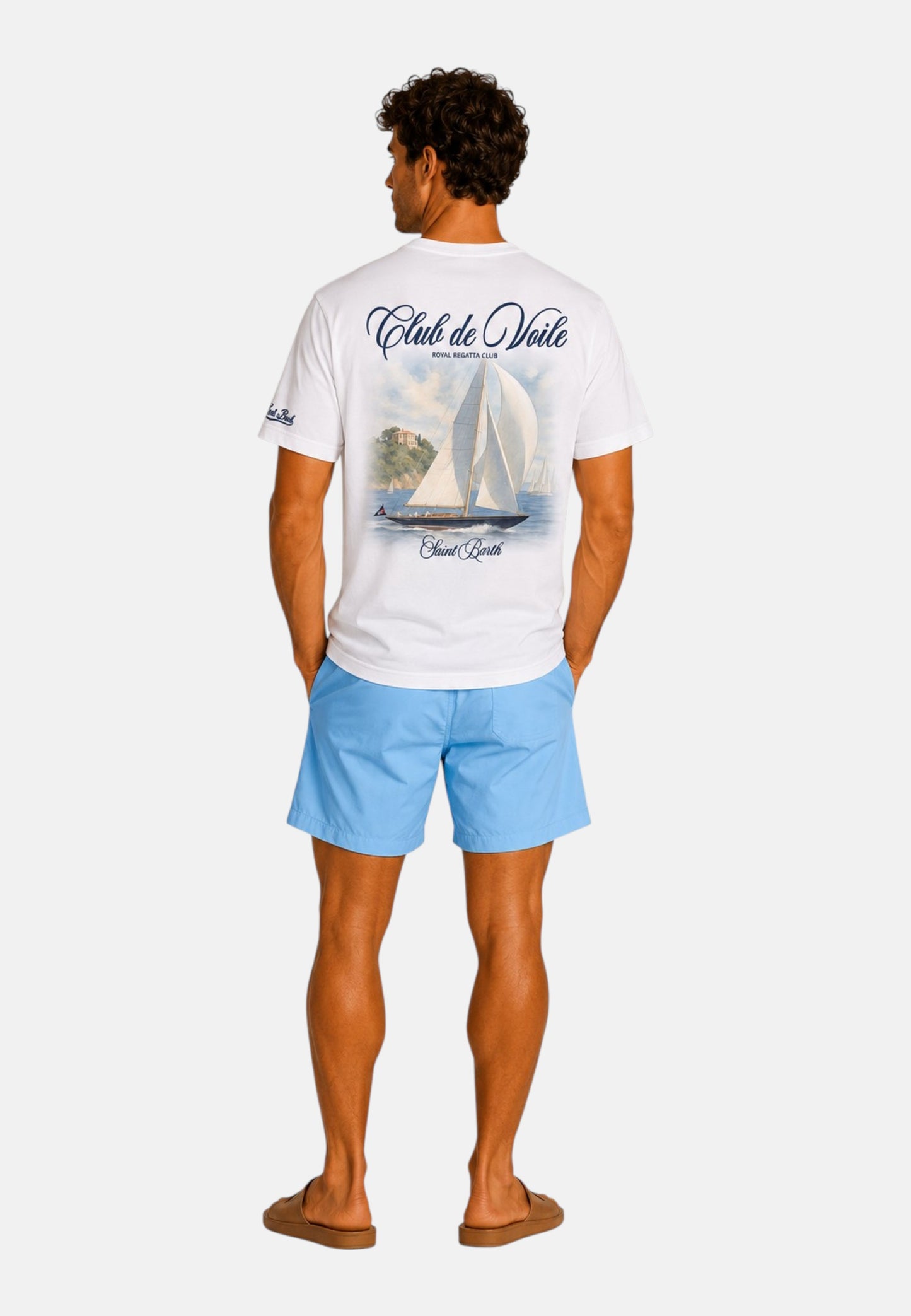 T-Shirt Manica Corta Uomo Mc2 Saint Barth Stampa/Ricamo Fronte E Retro Club Voile Portland PRL0002