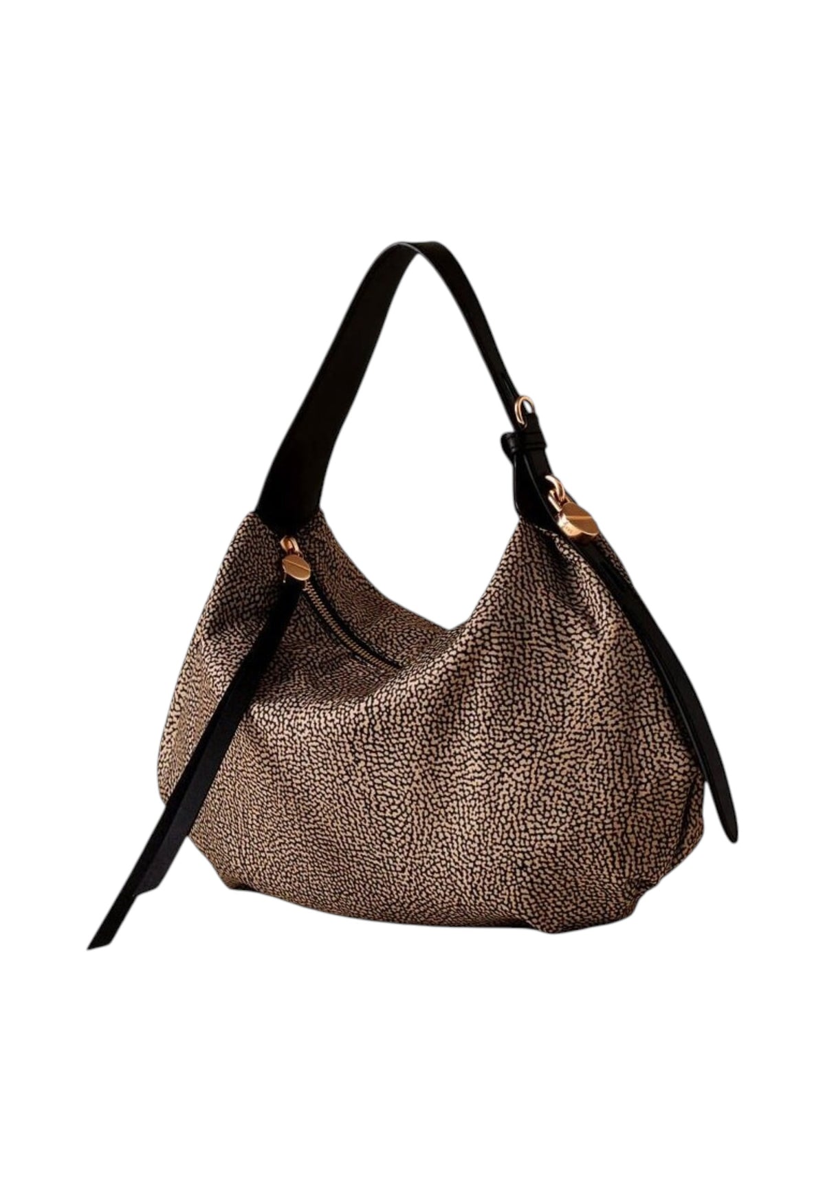 Borsa A Spalla Donna Borbonese Formato small, Silhouette hobo, Tracolla, Tessuto riciclato, Stampa OP, Dettagli in vitello Prive 91010364AH1