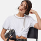 T-Shirt Manica Corta Donna Liu Jo Oversize Con Catena Strass Eco Line CA6167JS088