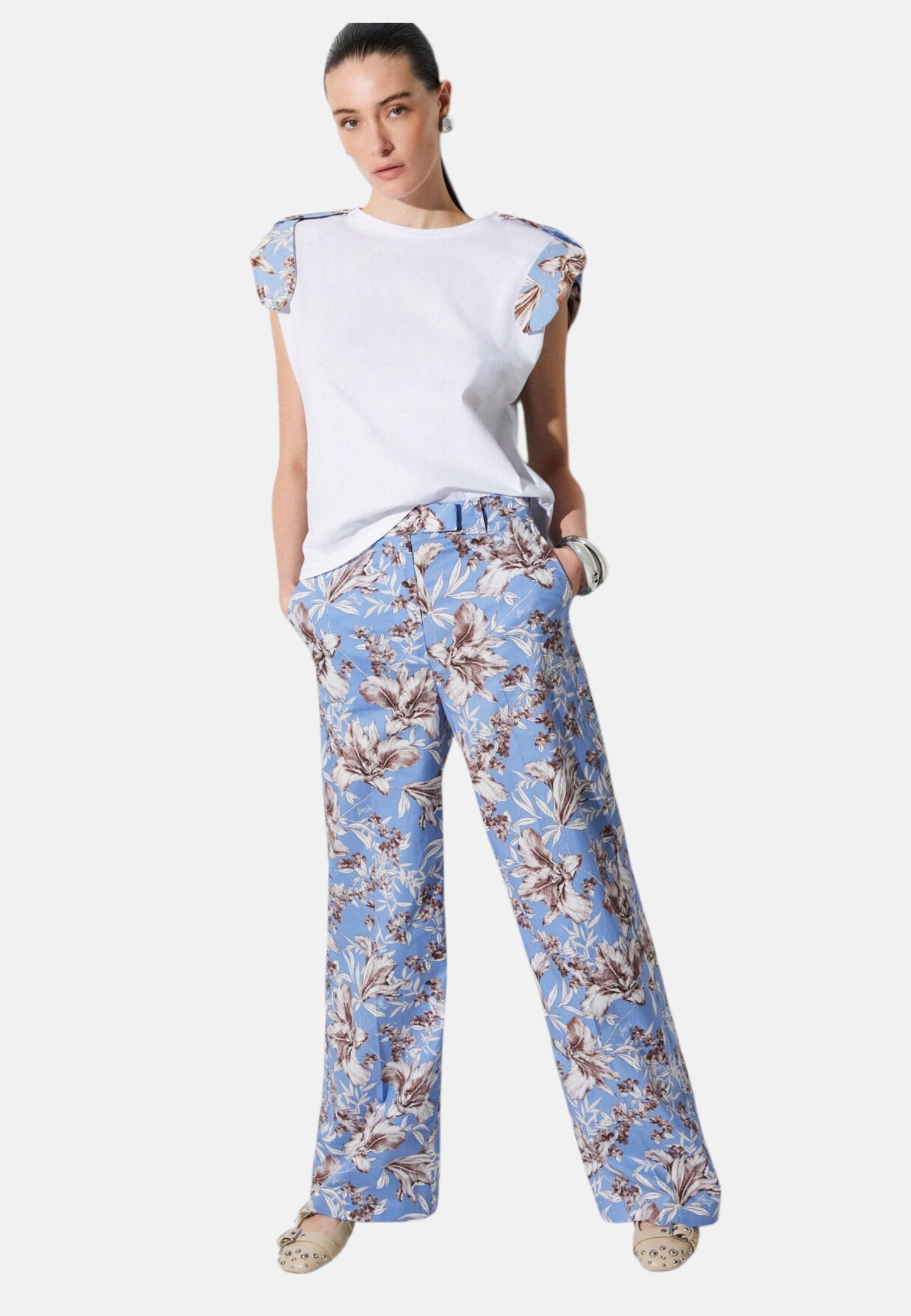 T-Shirt Manica Corta Donna Liu Jo Brown Blue Wave Lily Linea 3.0 WA6201J6308