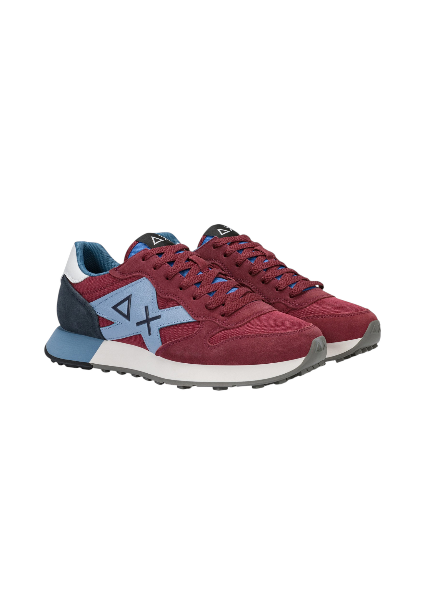 Sneakers Basse Uomo Sun68 Stile Running, Nylon E Suede, Maxi Logo Ricamato, Dettagli A Contrasto Jaki 2.0 Solid Z46121