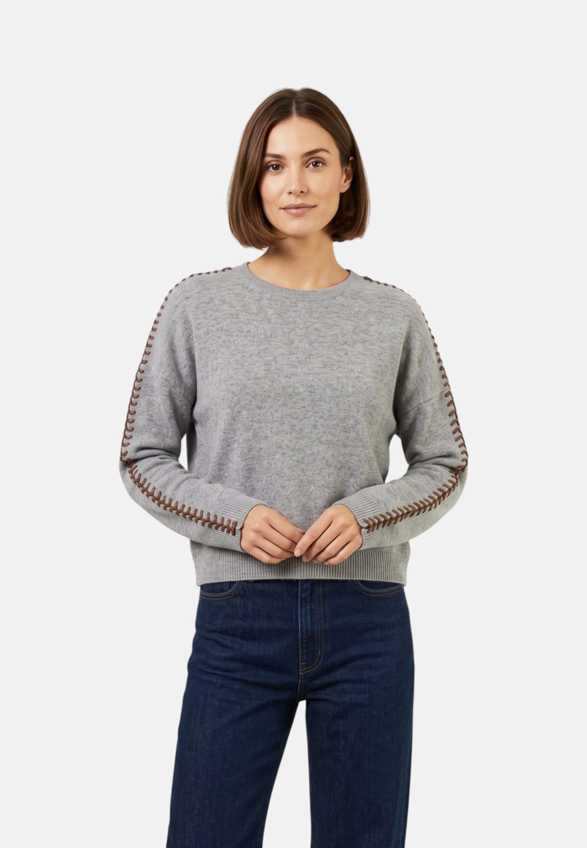Maglione A Girocollo Donna Roy Roger's Pura lana, scollo girocollo, maniche lunghe Saddle crew neck RND90413CV03XXXX